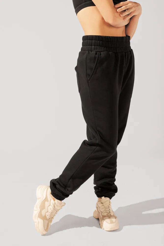 Cloud Rollover Sweatpant - Black