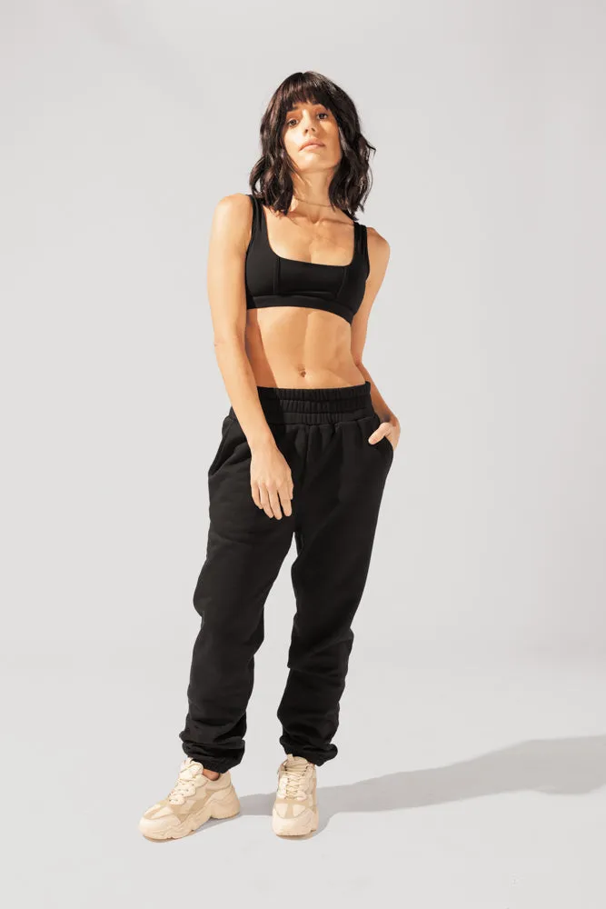 Cloud Rollover Sweatpant - Black