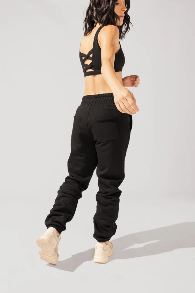 Cloud Rollover Sweatpant - Black