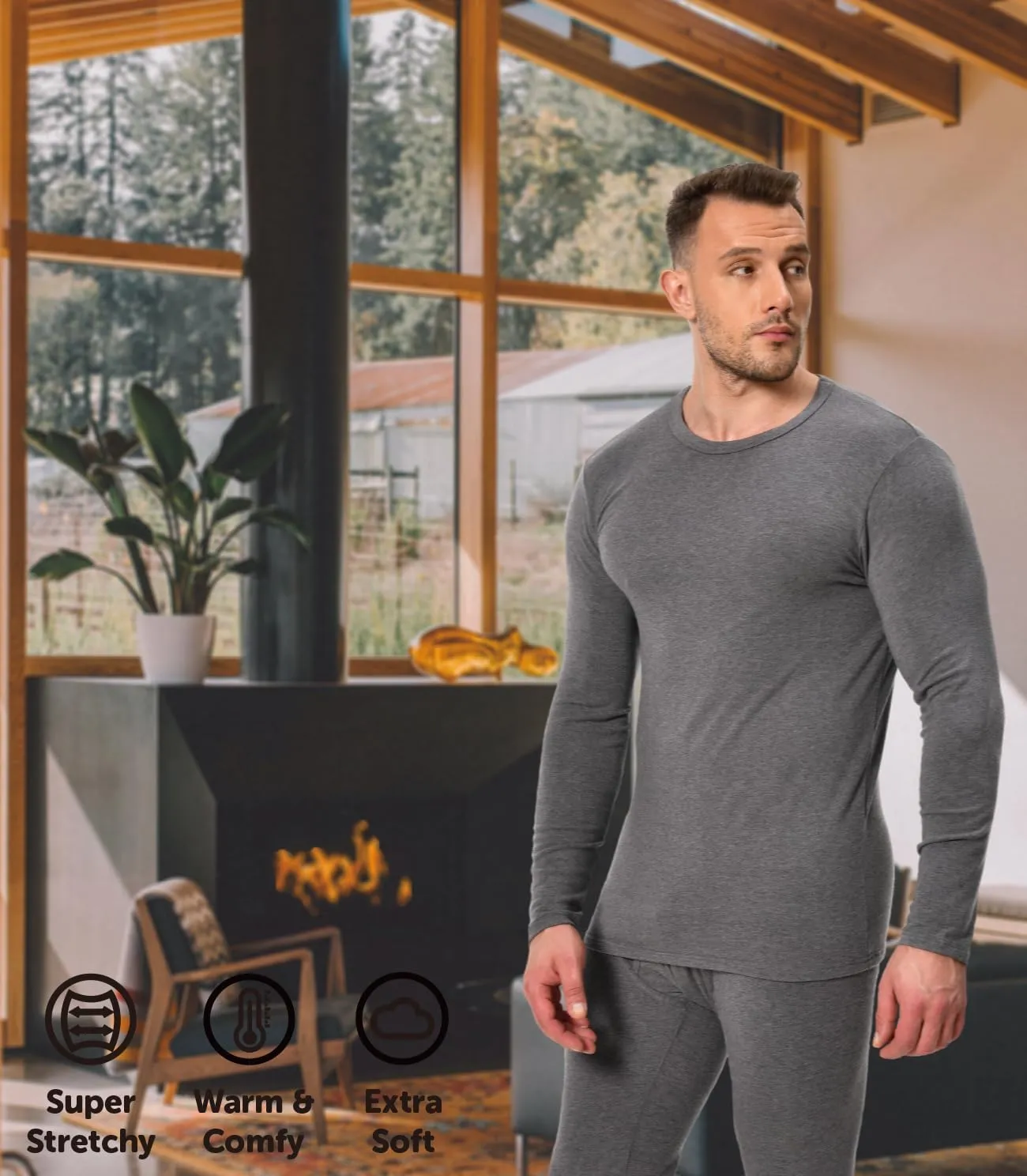 Comfneat Men's Thermal Underwear Base Layer Top & Bottom