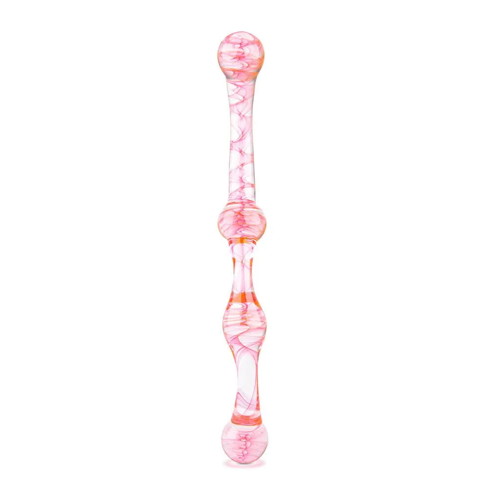 Coral Glass Wand Artisanal Double Ended Dildo and Anal Toy