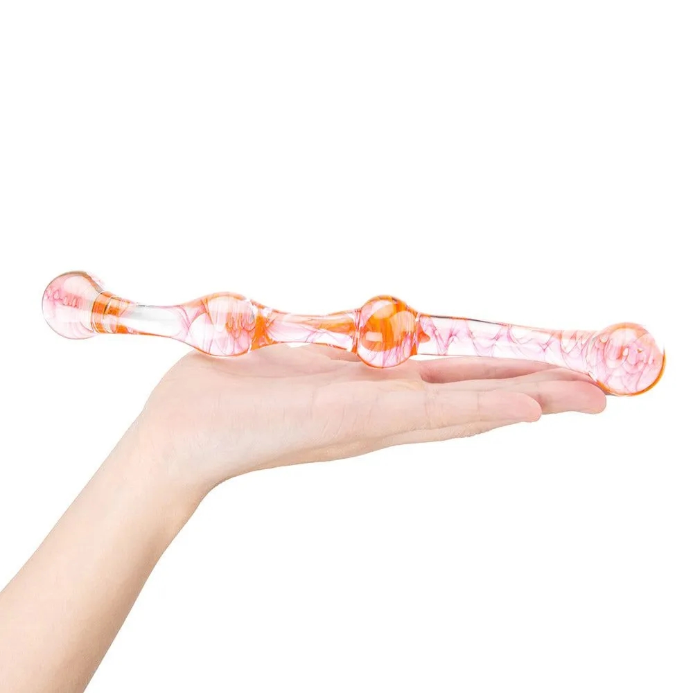 Coral Glass Wand Artisanal Double Ended Dildo and Anal Toy