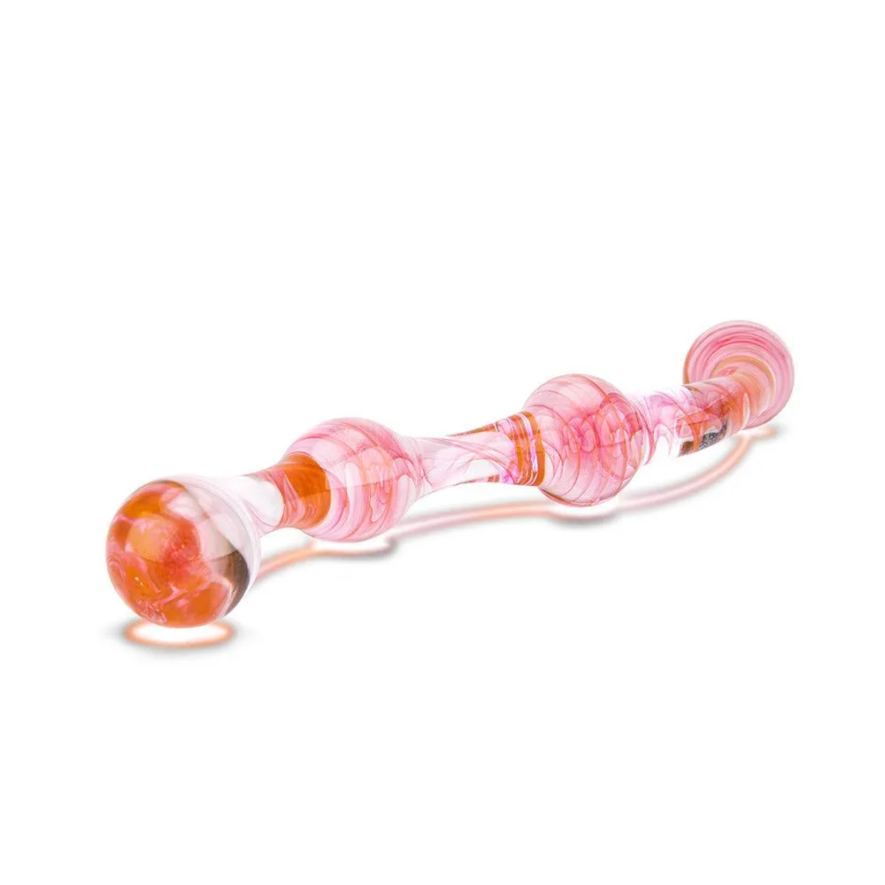 Coral Glass Wand Artisanal Double Ended Dildo and Anal Toy