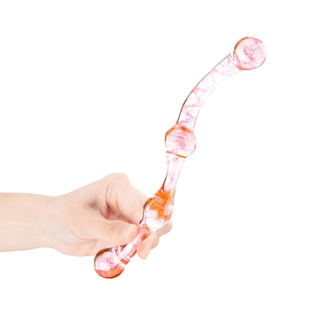 Coral Glass Wand Artisanal Double Ended Dildo and Anal Toy