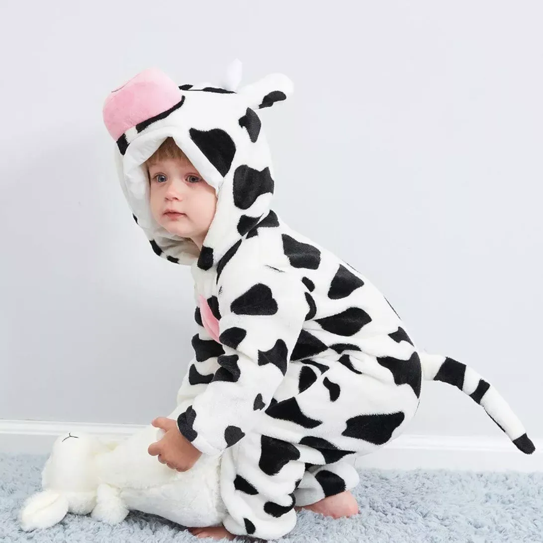 Cow Baby Jumpsuit - Hooded One-Piece Outfit for Babies