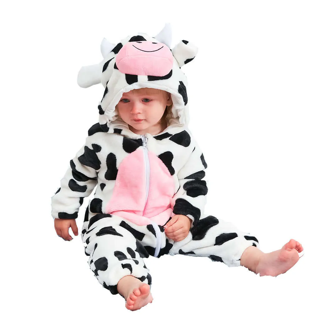 Cow Baby Jumpsuit - Hooded One-Piece Outfit for Babies