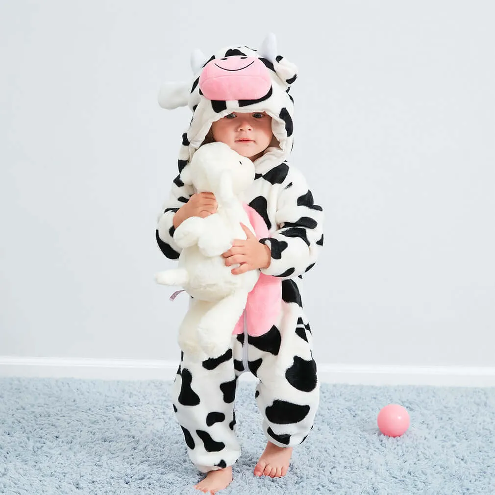 Cow Baby Jumpsuit - Hooded One-Piece Outfit for Babies