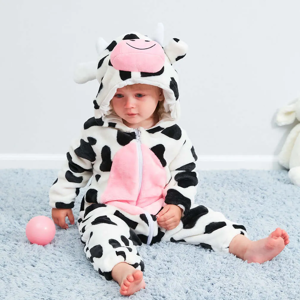 Cow Baby Jumpsuit - Hooded One-Piece Outfit for Babies