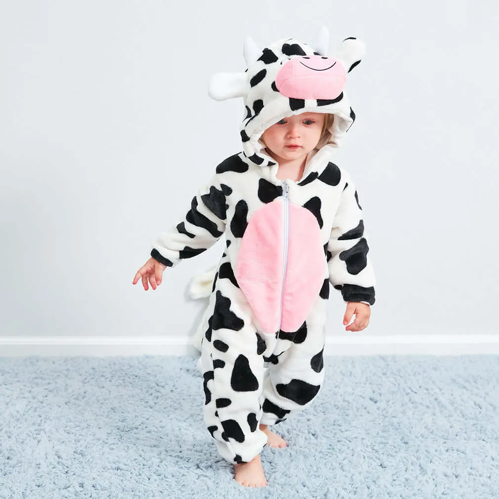 Cow Baby Jumpsuit - Hooded One-Piece Outfit for Babies