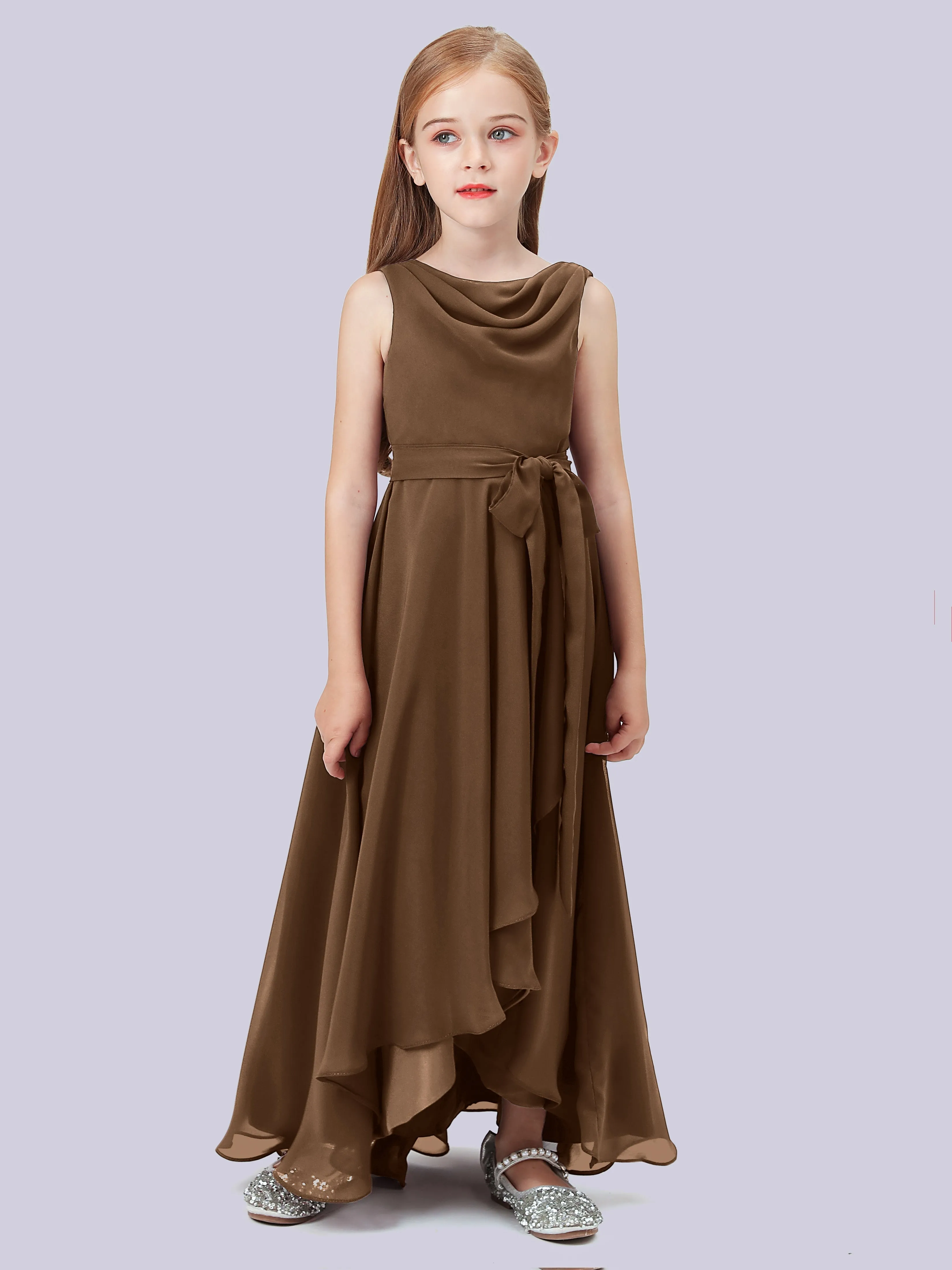 Cowl Junior Bridesmaid Dress with Cascade