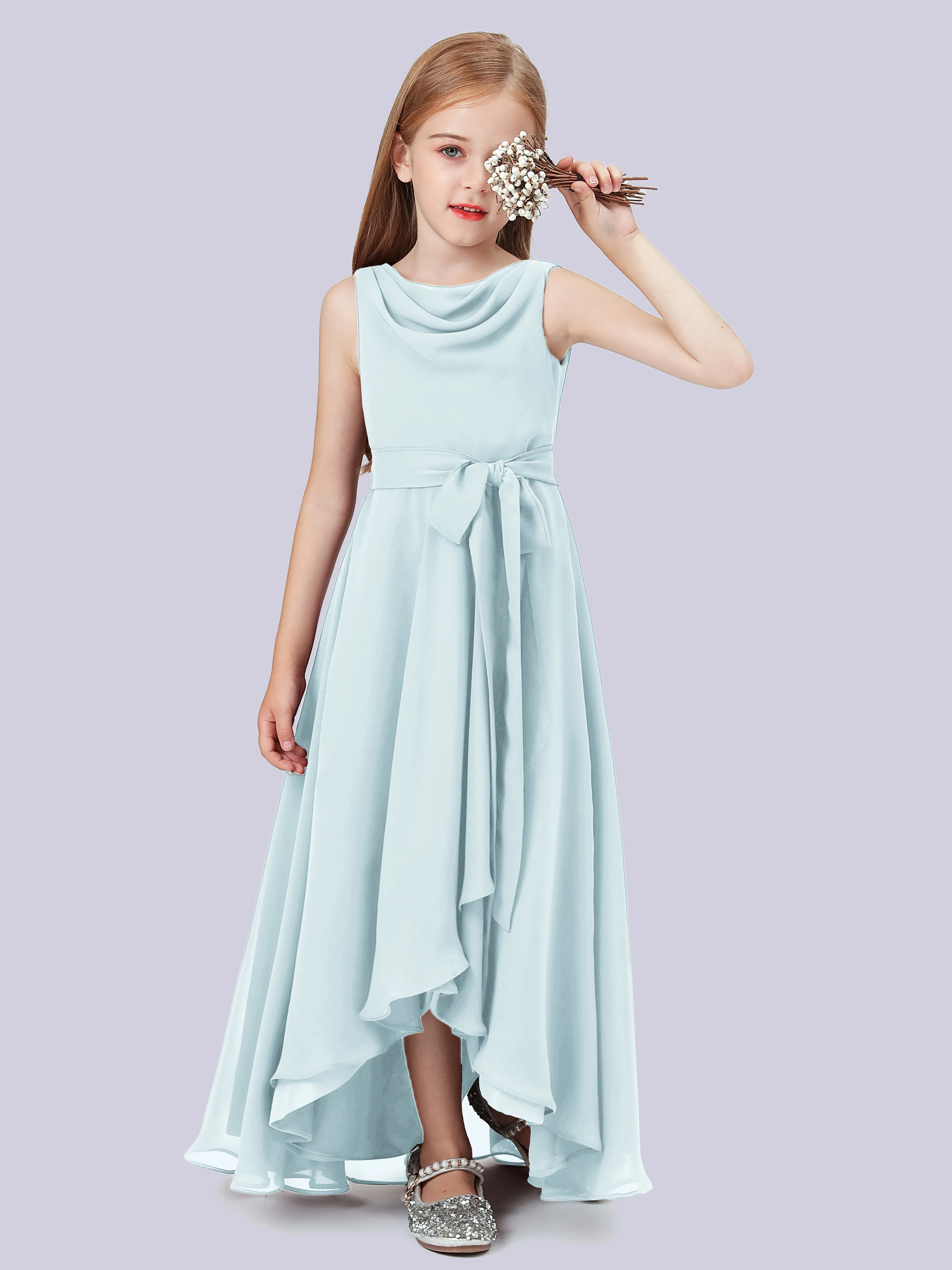 Cowl Junior Bridesmaid Dress with Cascade