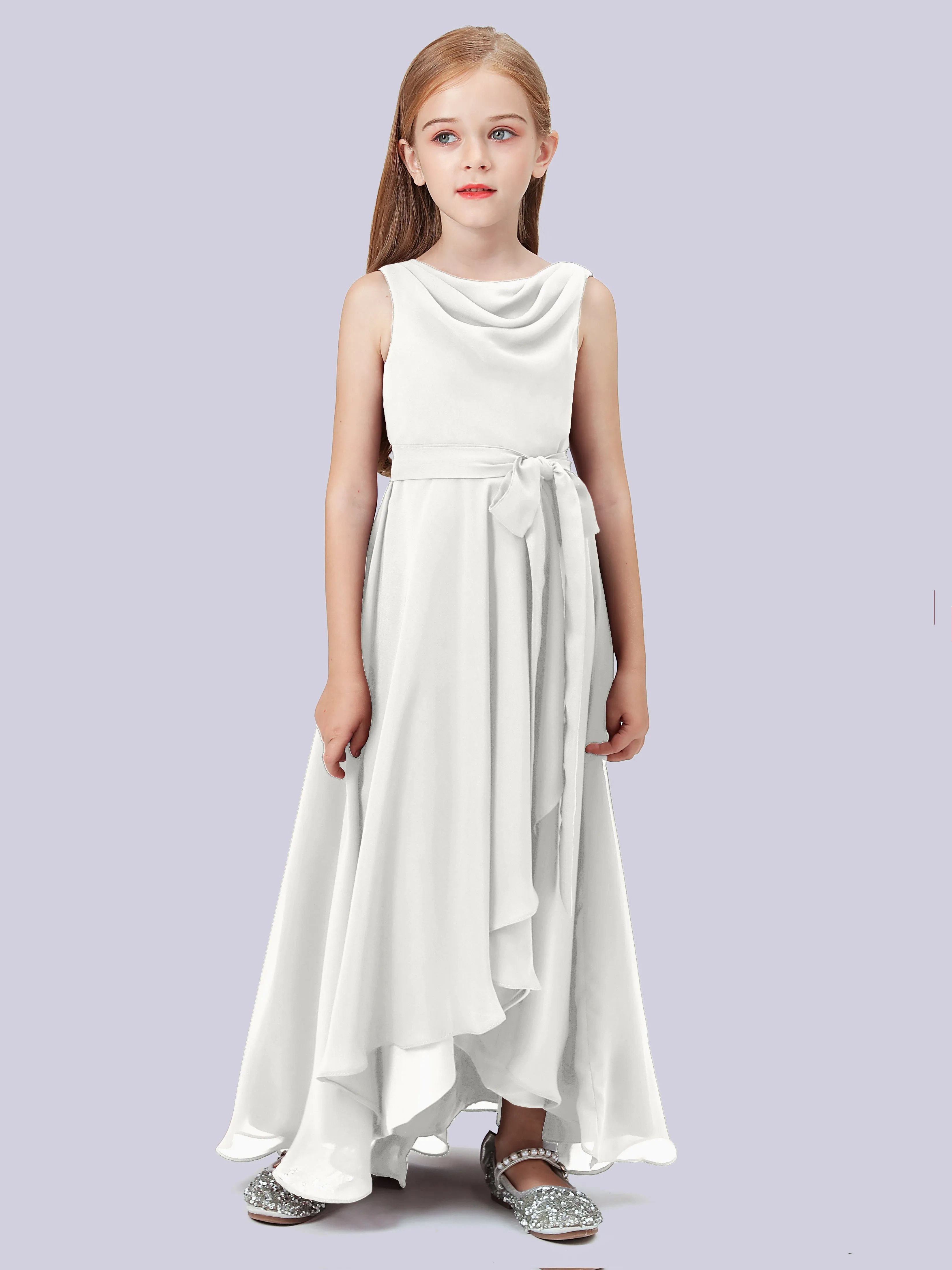 Cowl Junior Bridesmaid Dress with Cascade