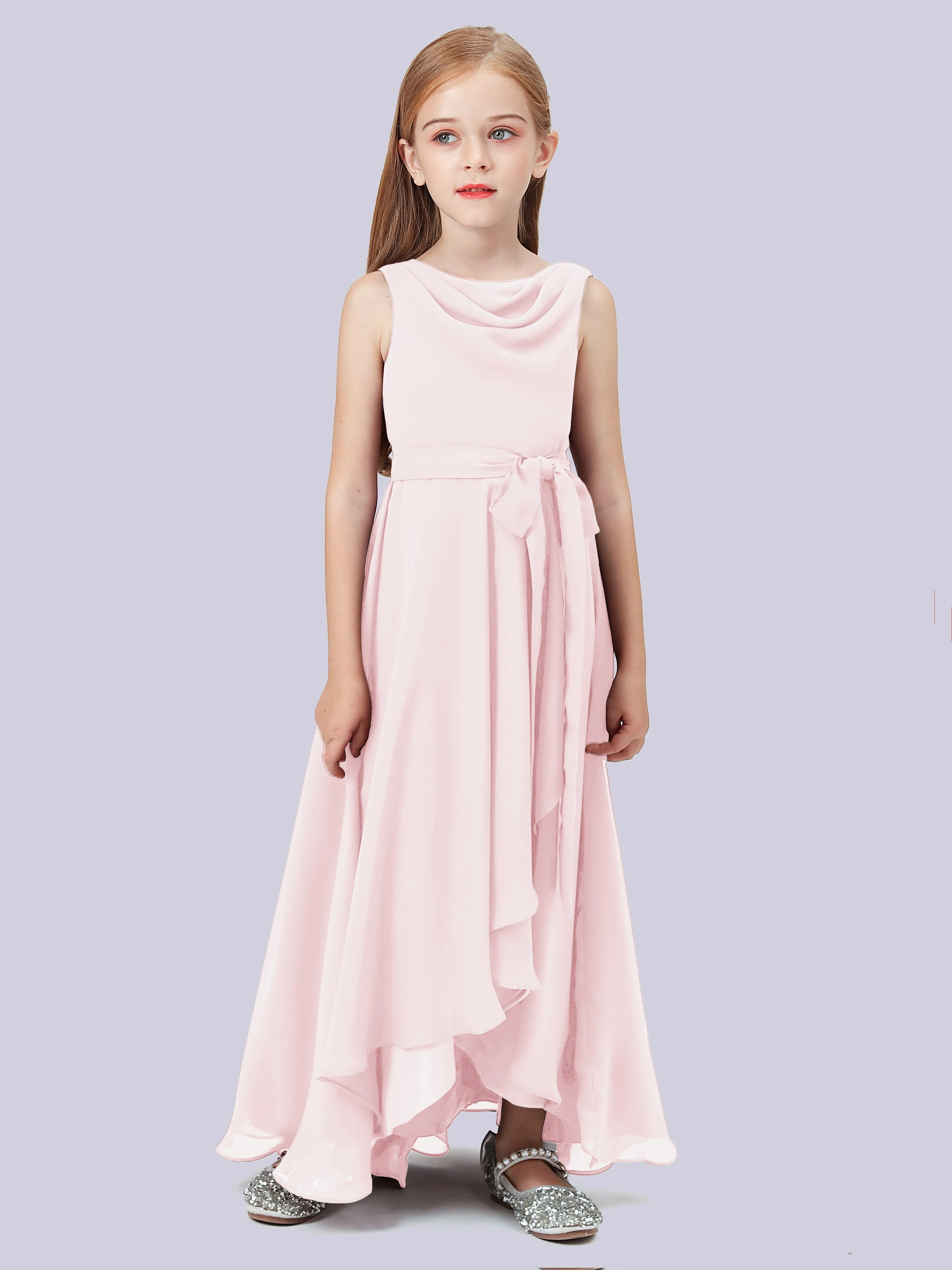 Cowl Junior Bridesmaid Dress with Cascade