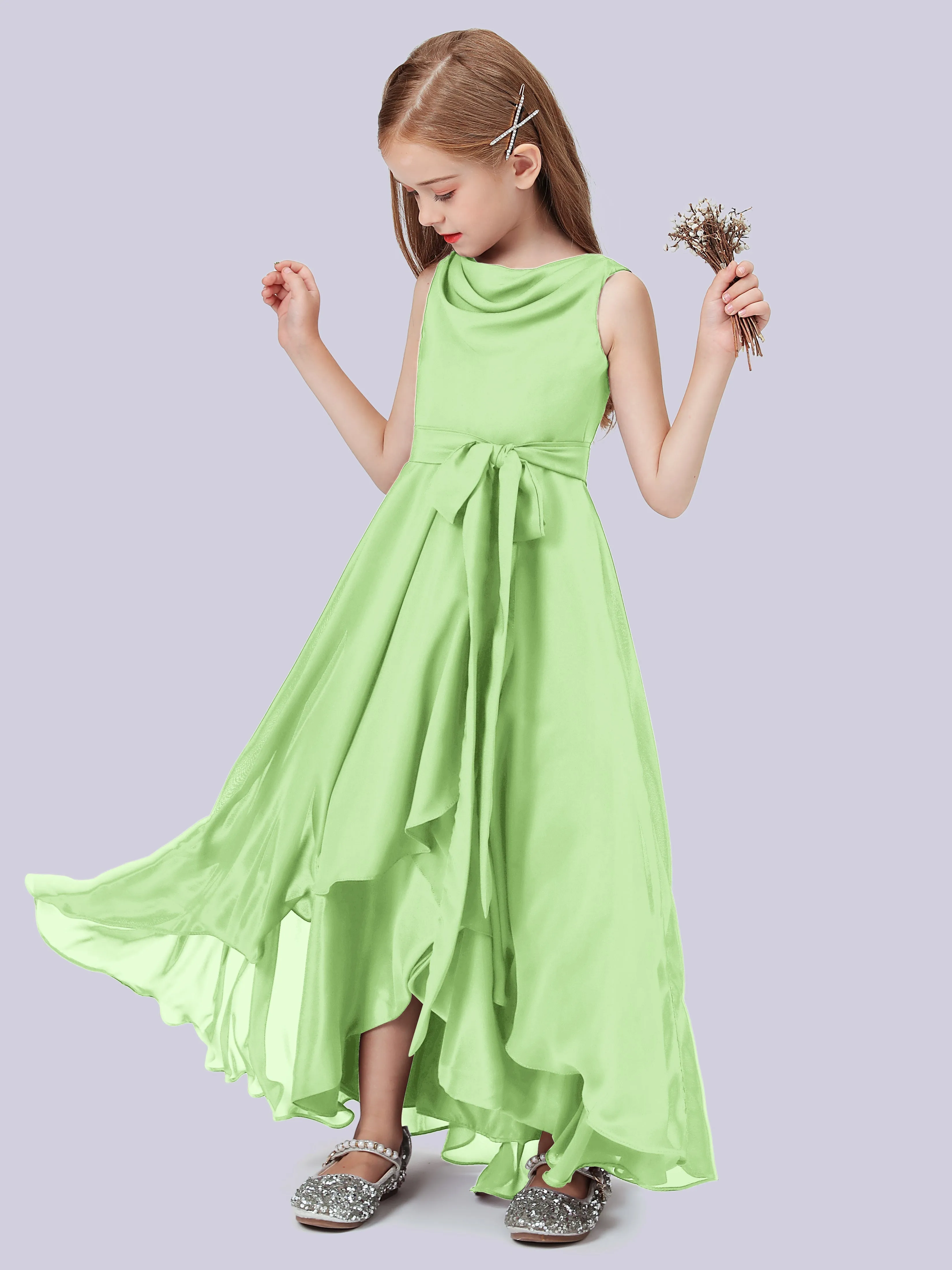 Cowl Junior Bridesmaid Dress with Cascade