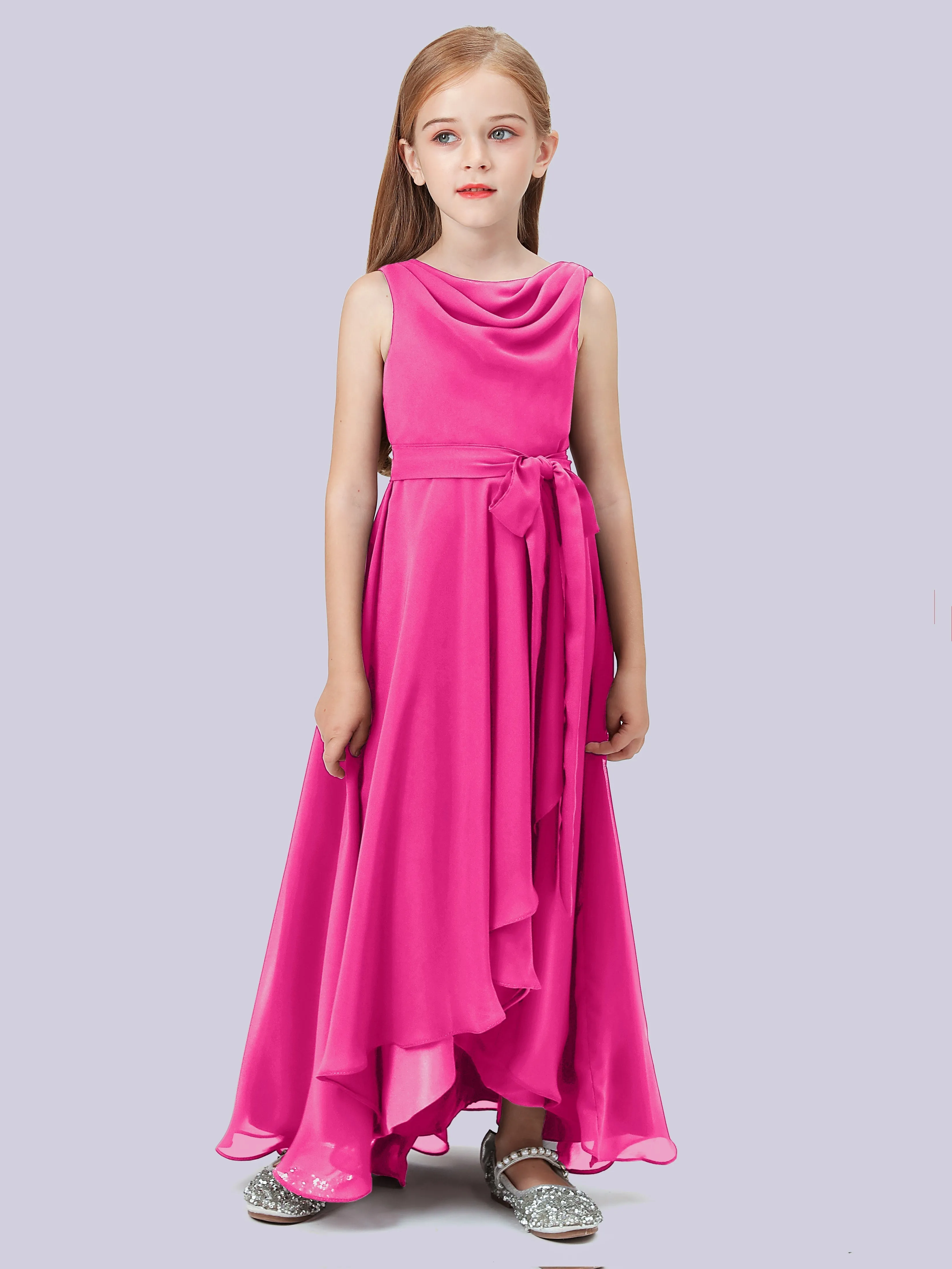 Cowl Junior Bridesmaid Dress with Cascade