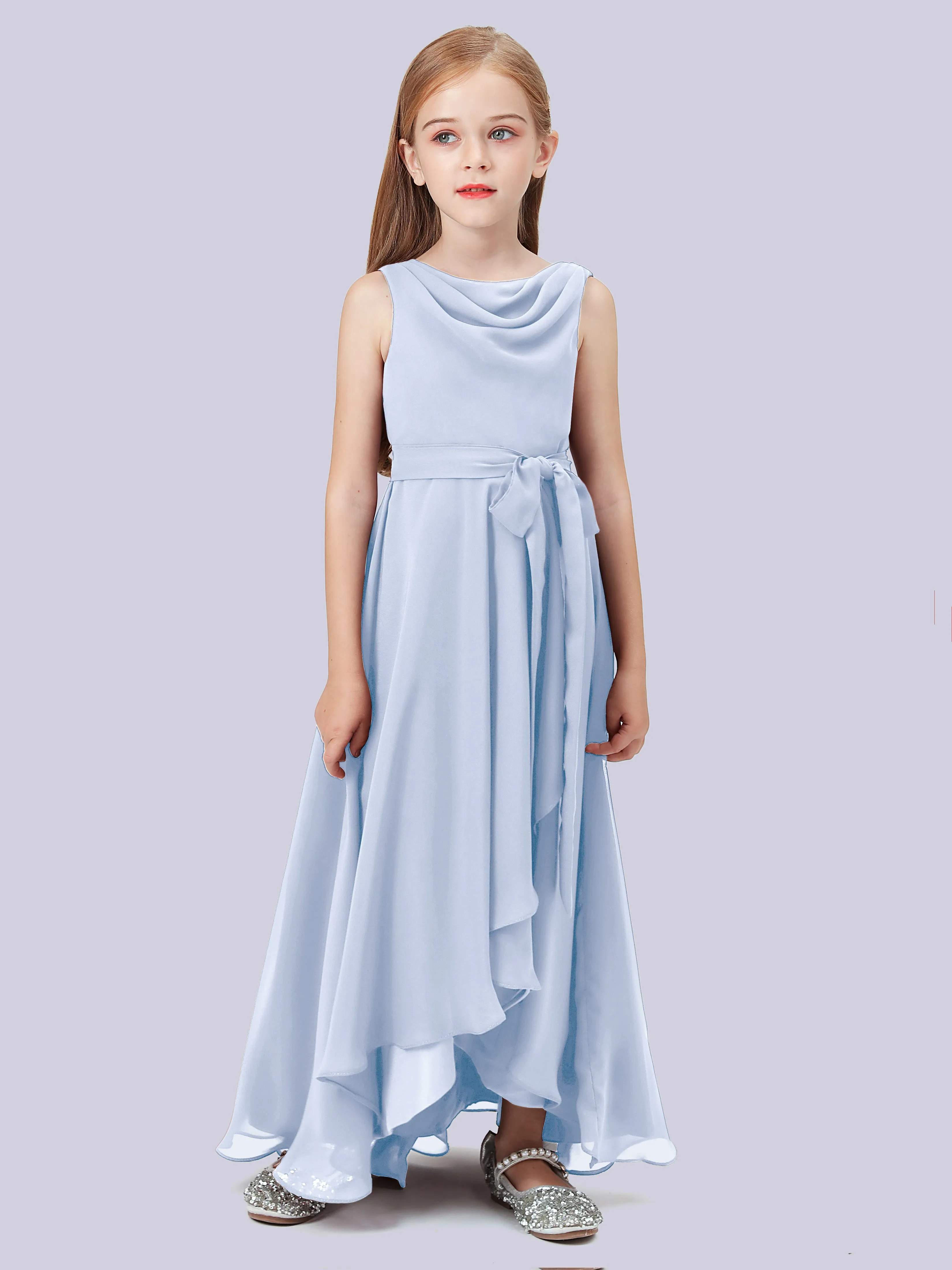 Cowl Junior Bridesmaid Dress with Cascade