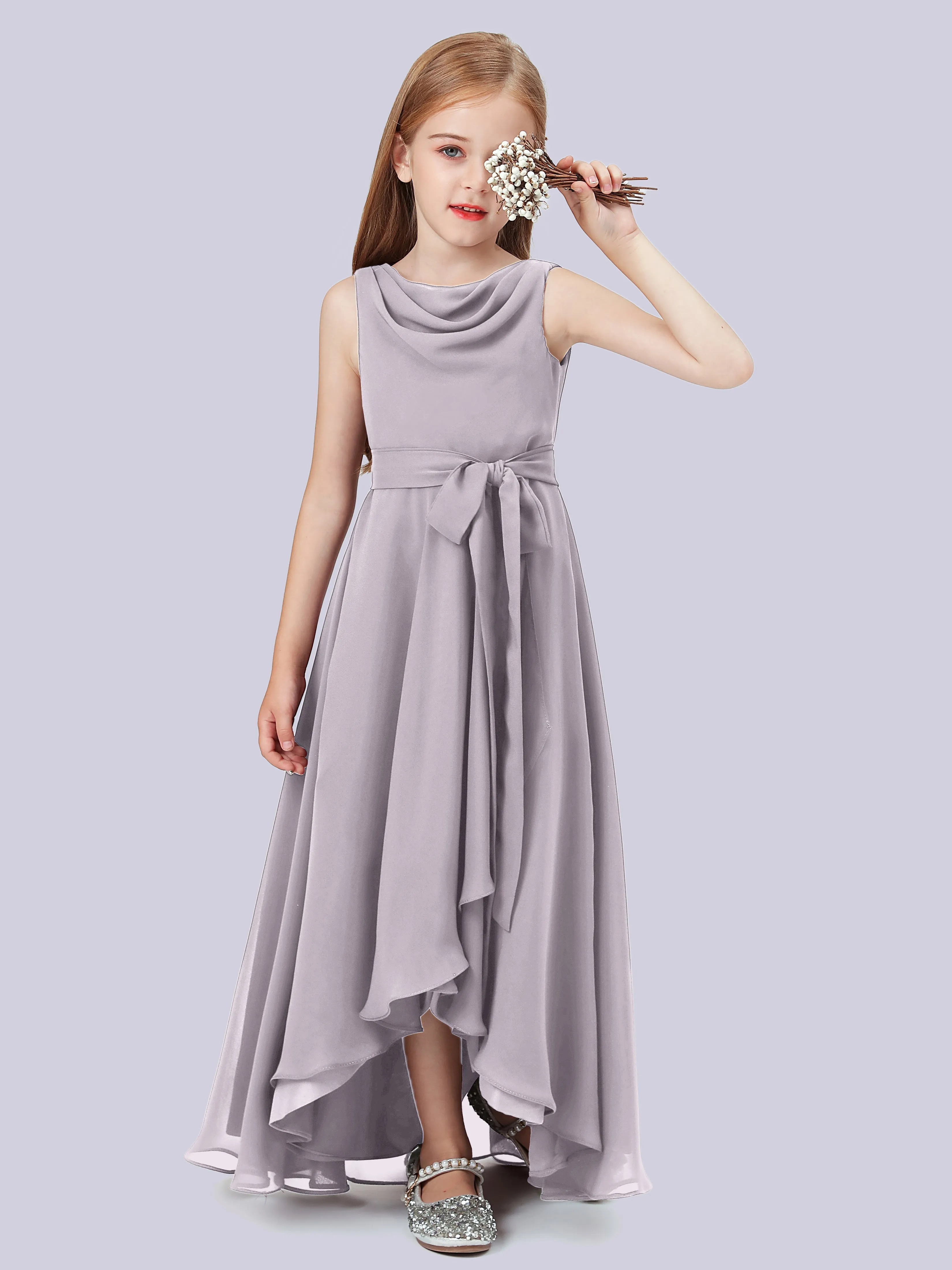 Cowl Junior Bridesmaid Dress with Cascade