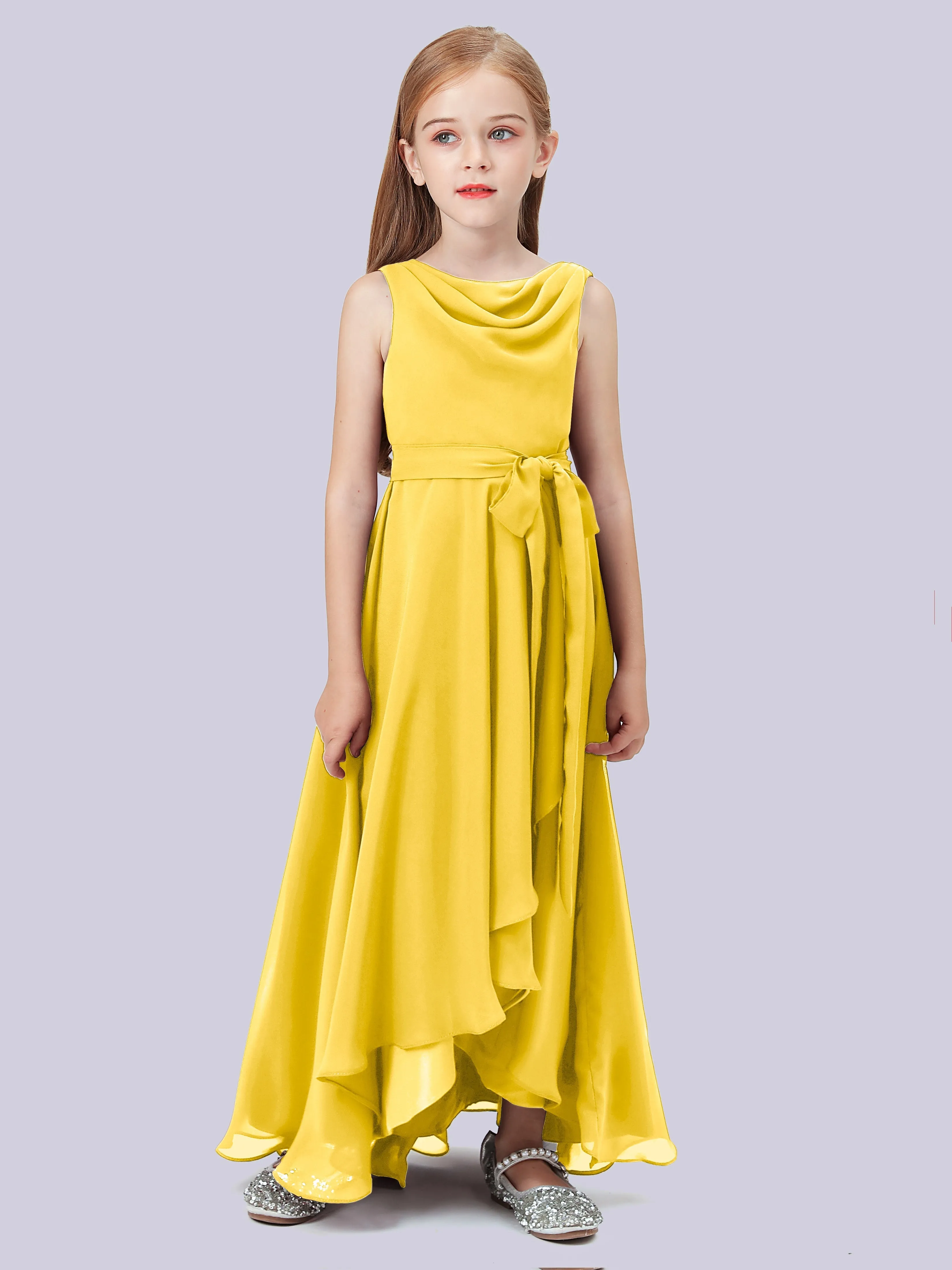 Cowl Junior Bridesmaid Dress with Cascade