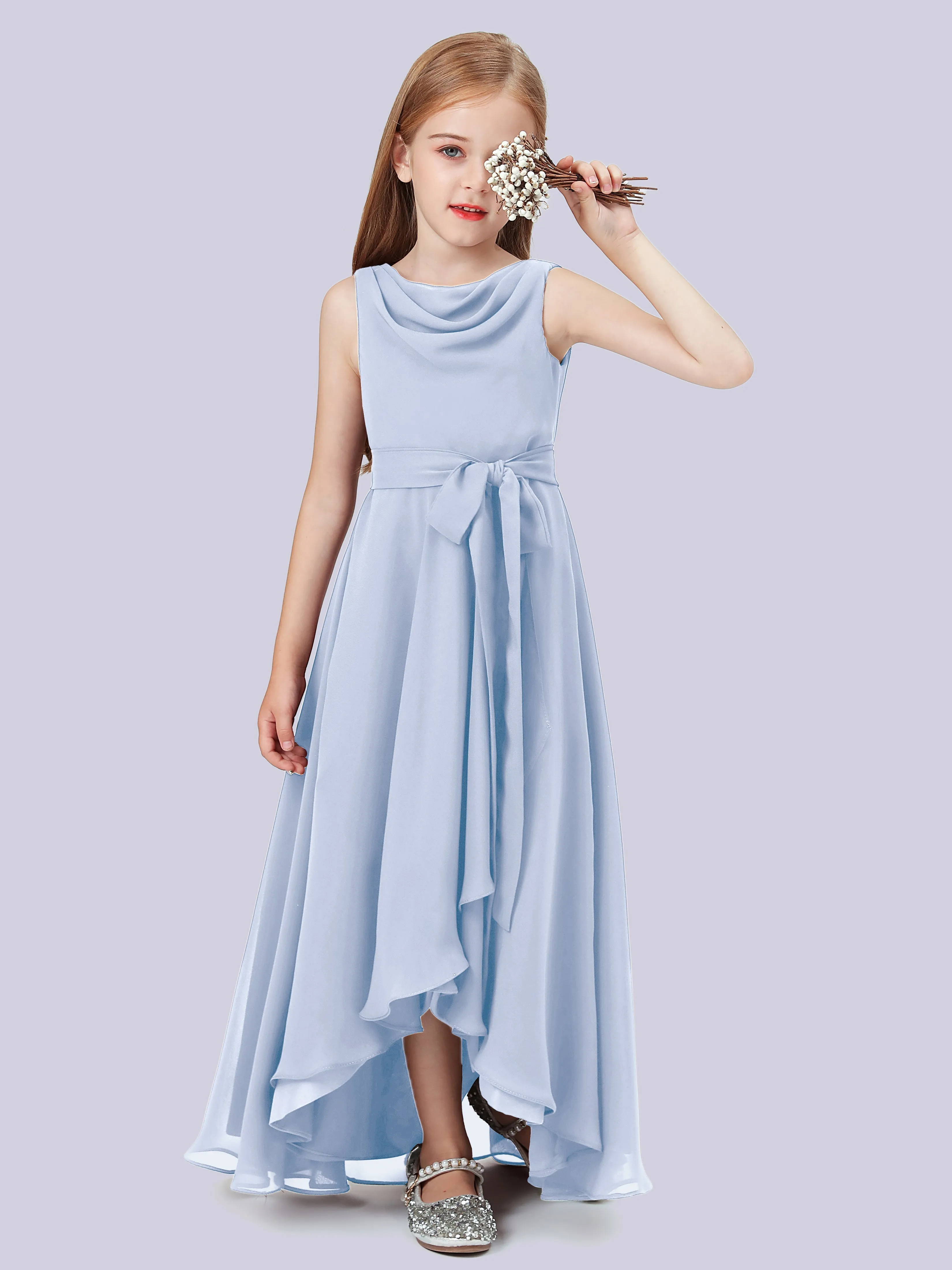 Cowl Junior Bridesmaid Dress with Cascade