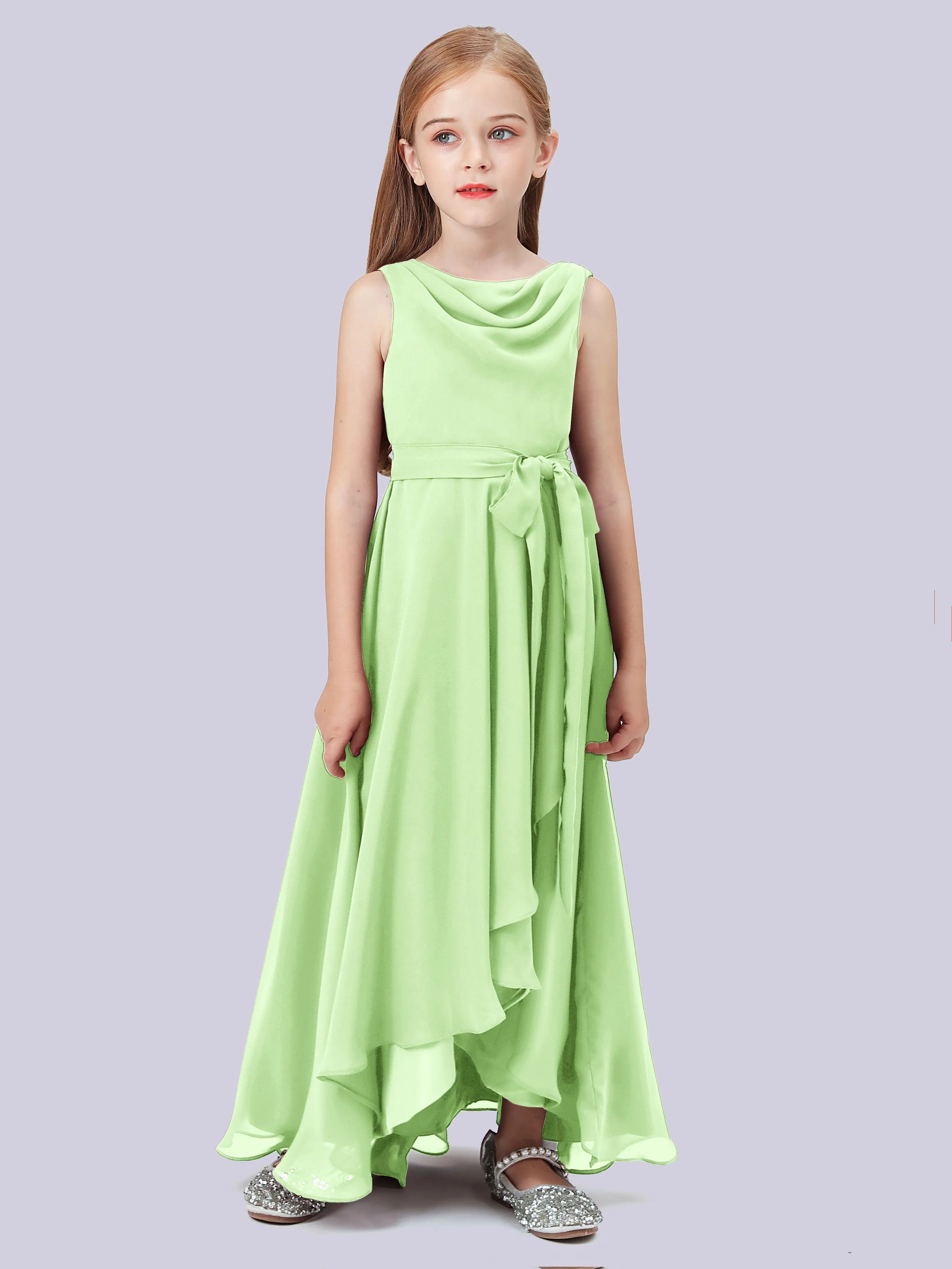 Cowl Junior Bridesmaid Dress with Cascade