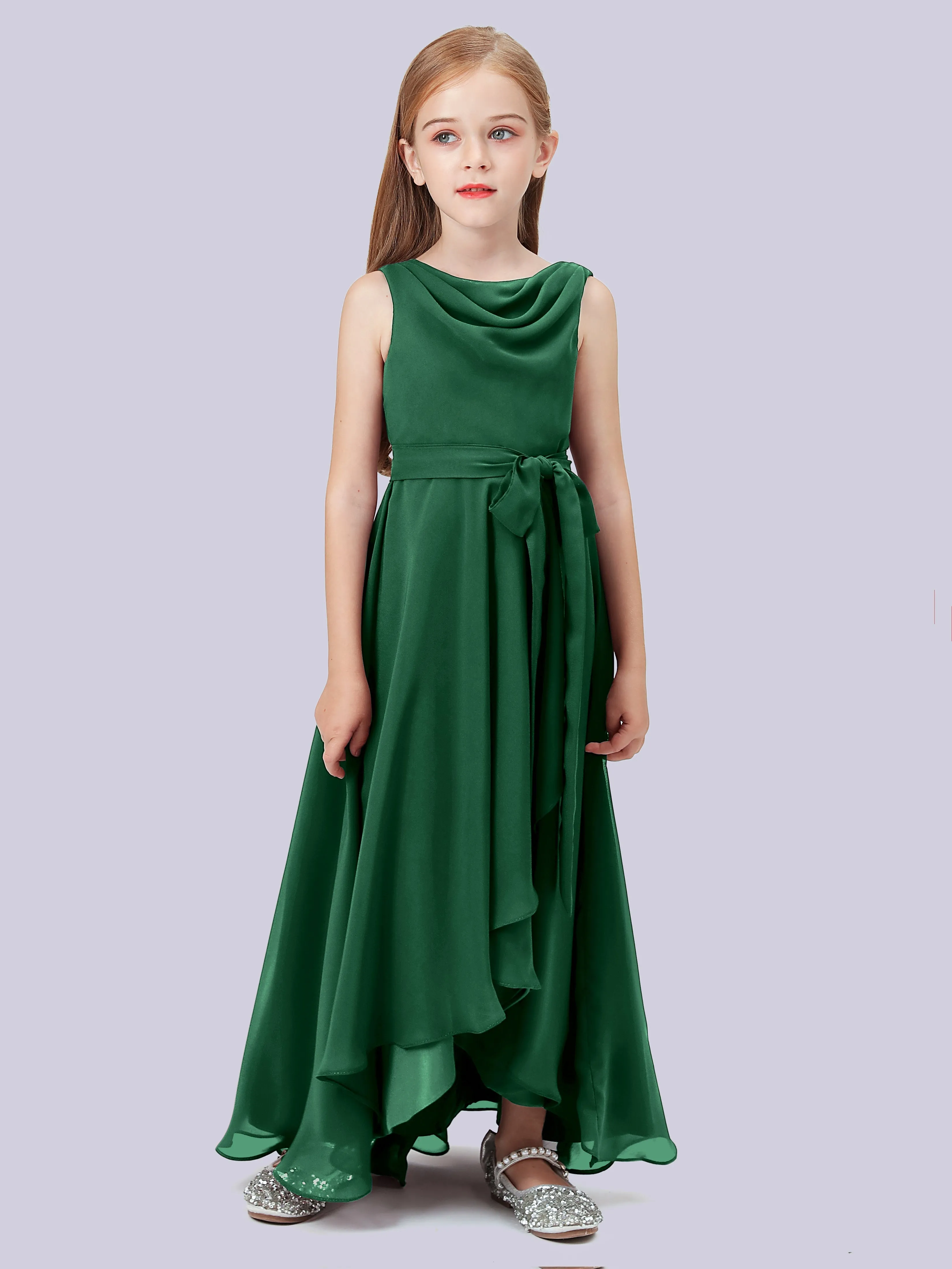 Cowl Junior Bridesmaid Dress with Cascade