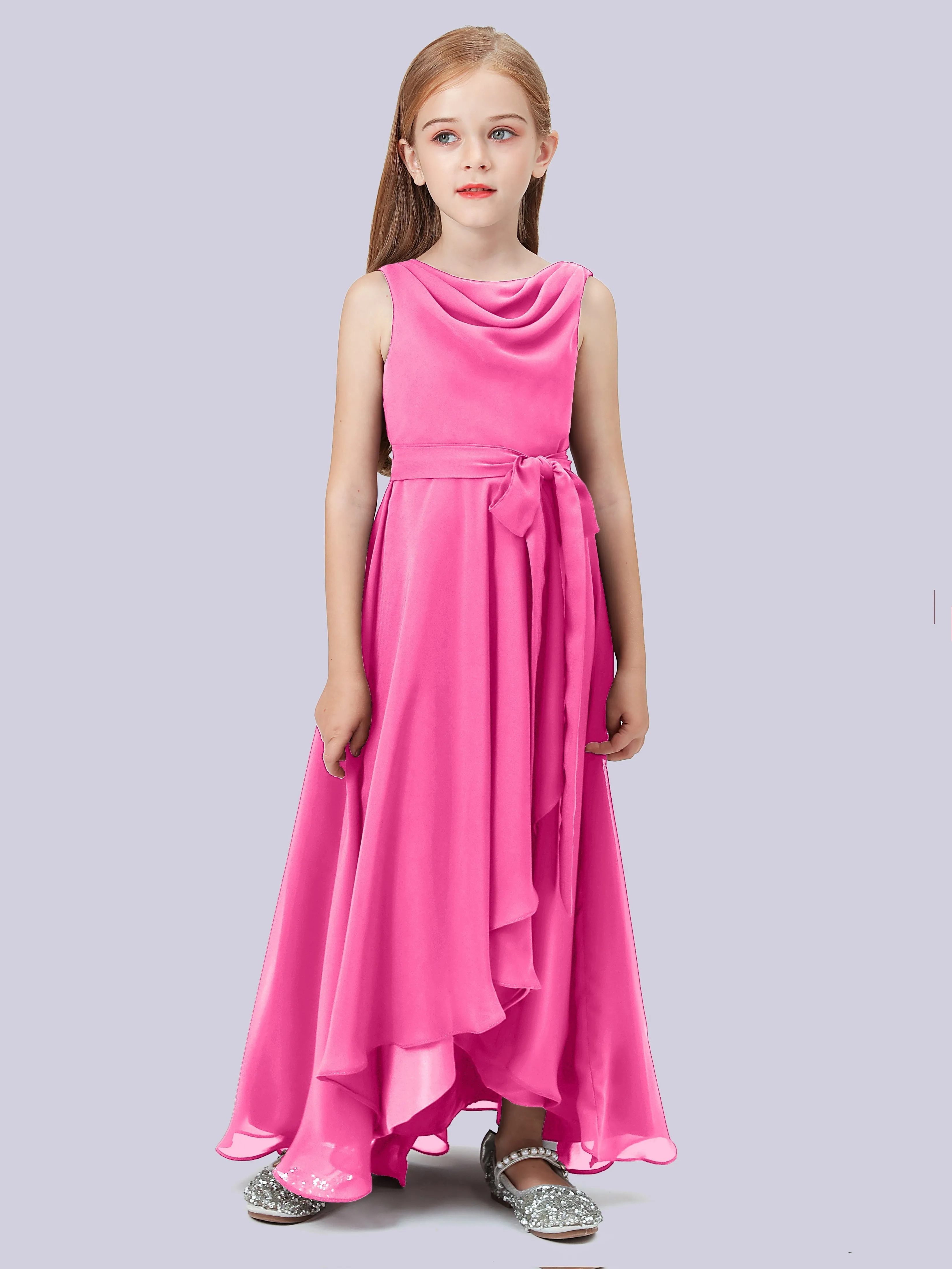 Cowl Junior Bridesmaid Dress with Cascade