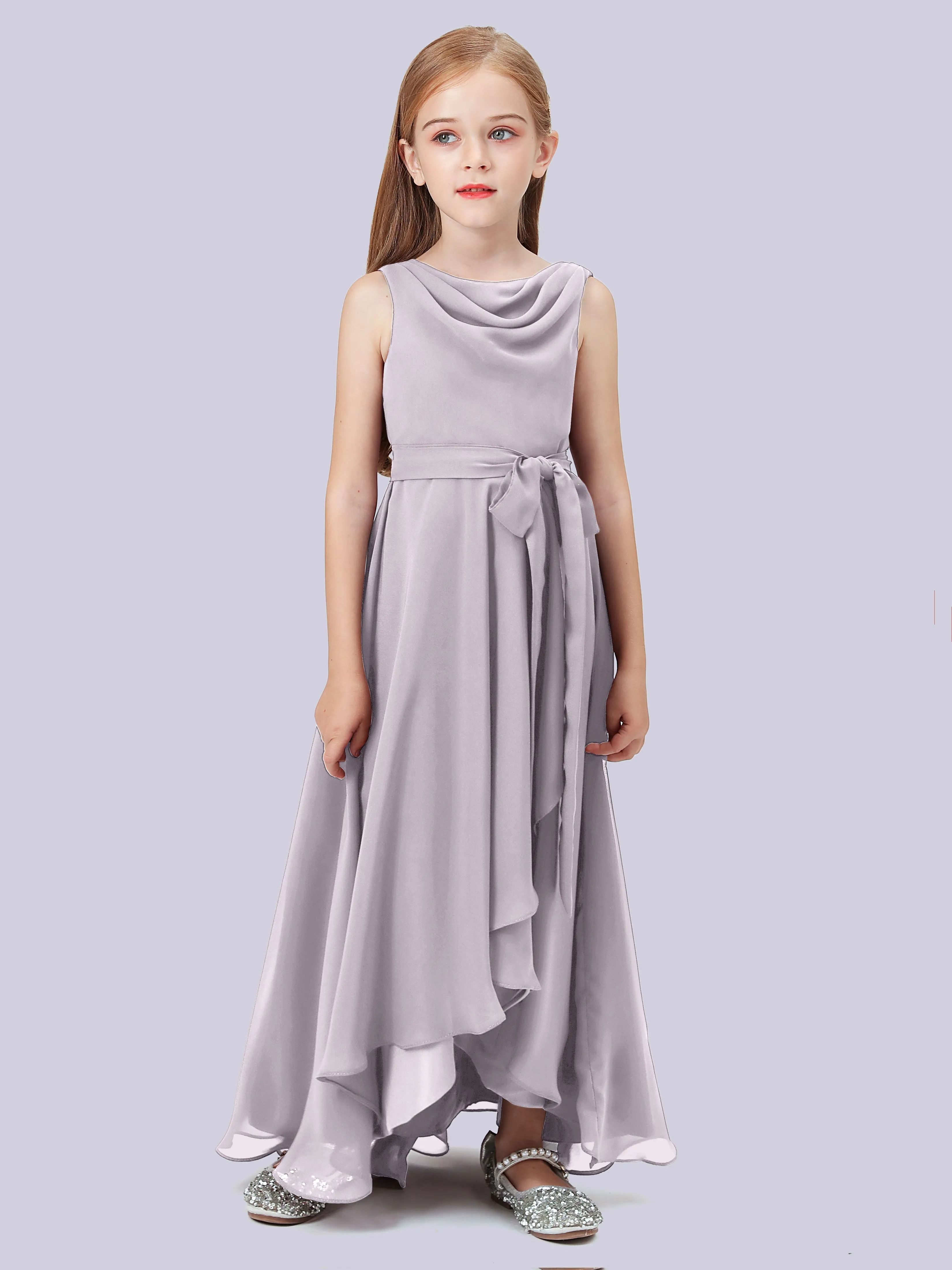 Cowl Junior Bridesmaid Dress with Cascade