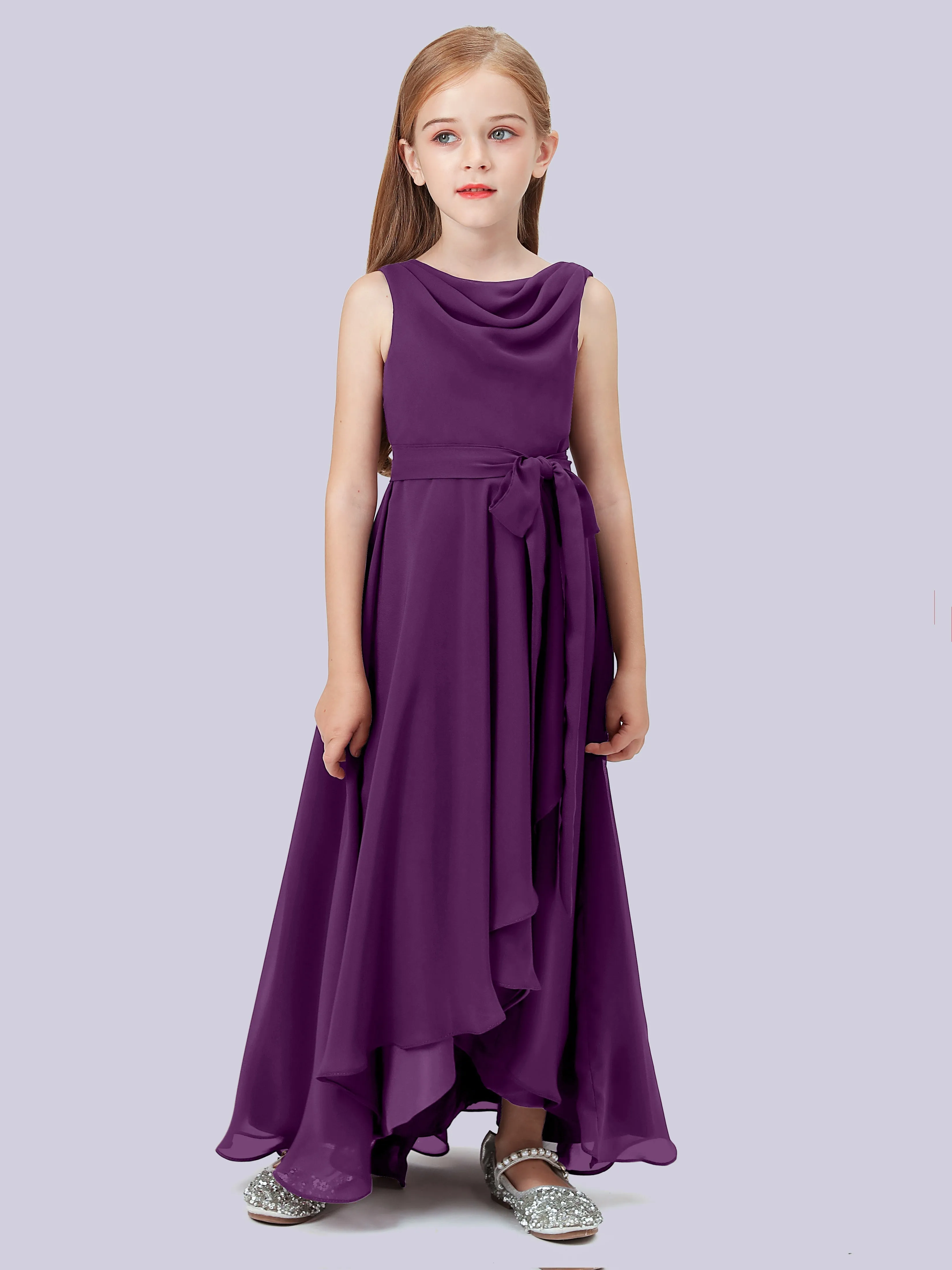 Cowl Junior Bridesmaid Dress with Cascade