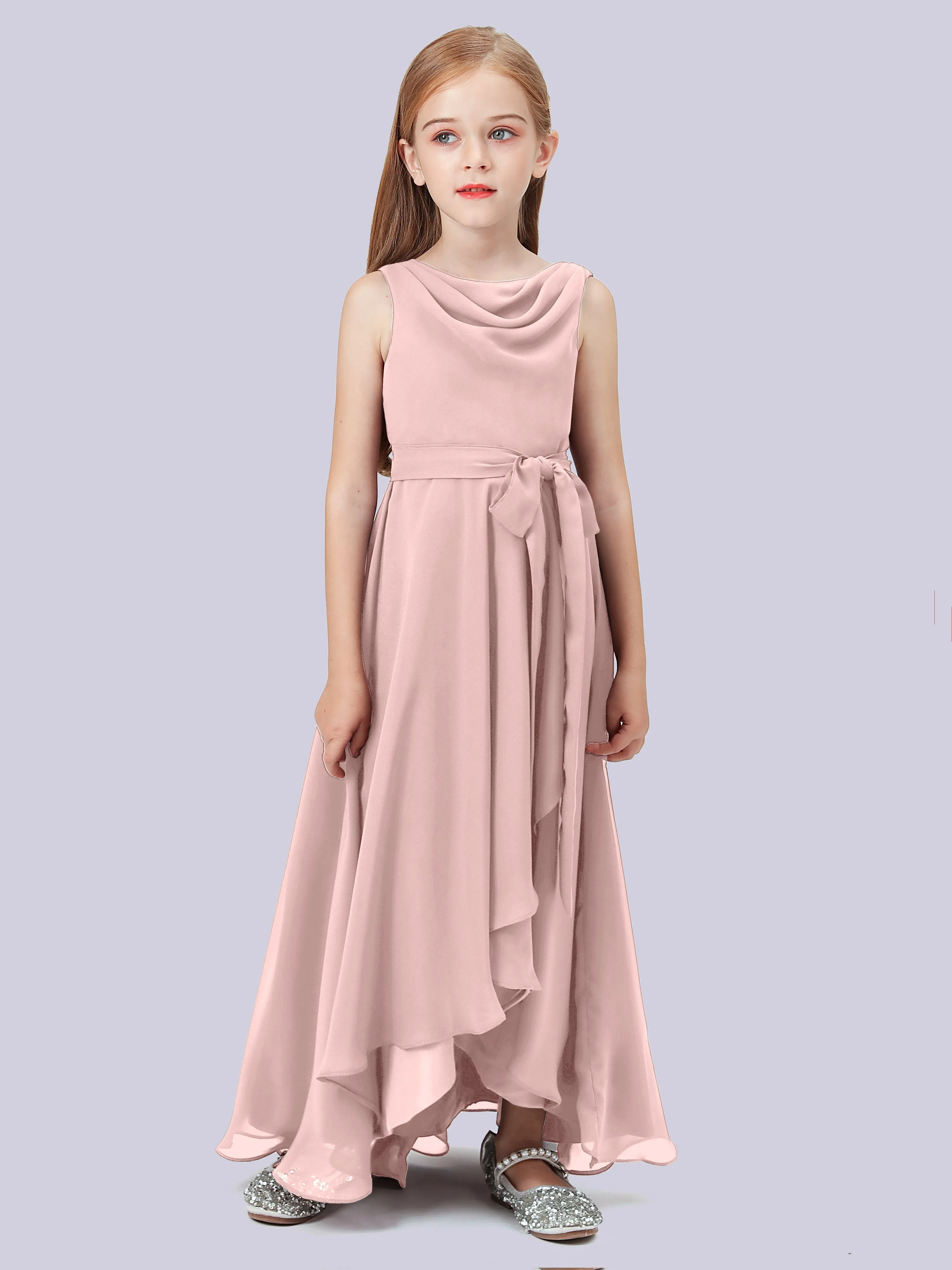 Cowl Junior Bridesmaid Dress with Cascade