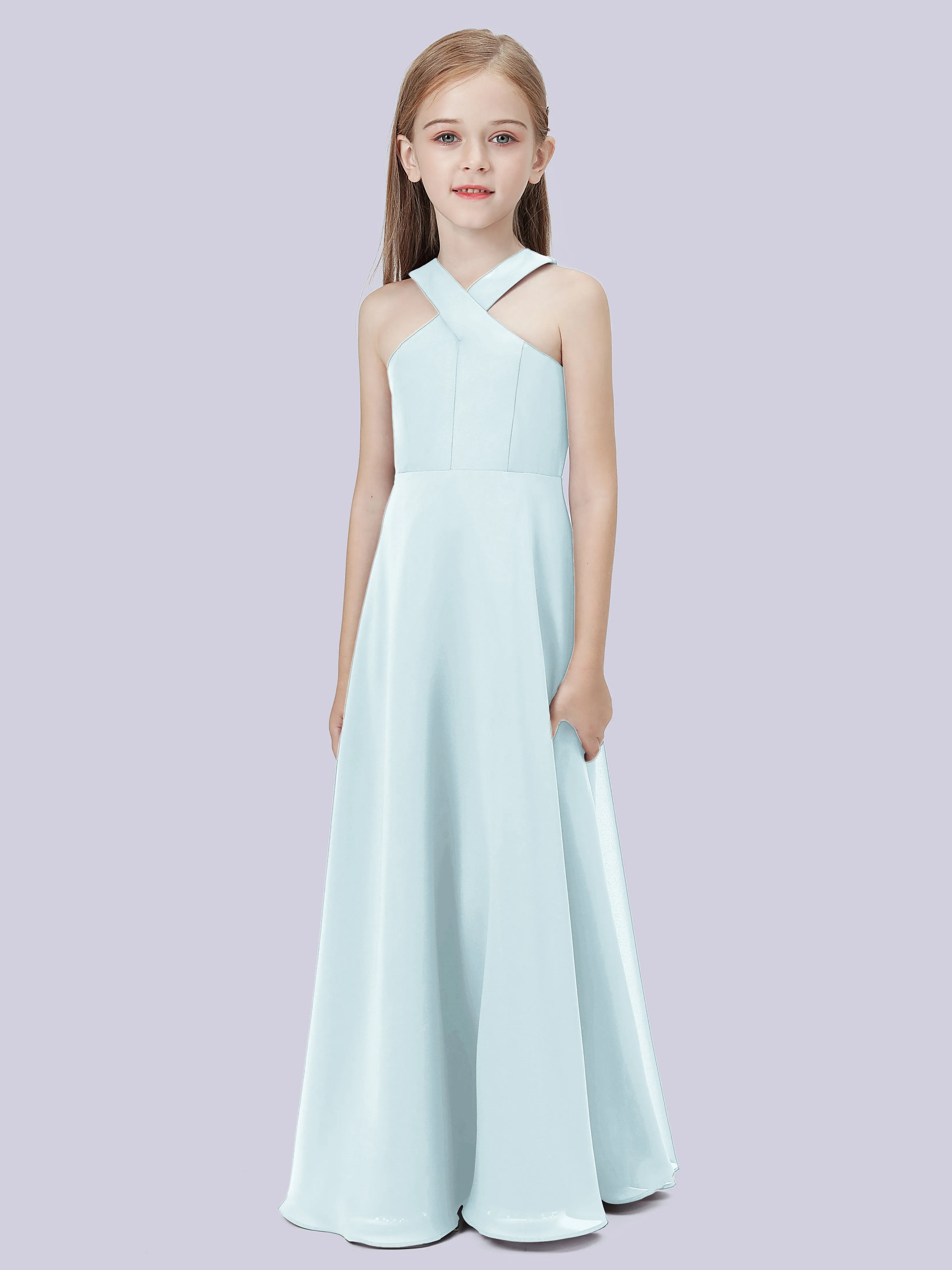 Crisscross Chiffon Junior Bridesmaid Dress