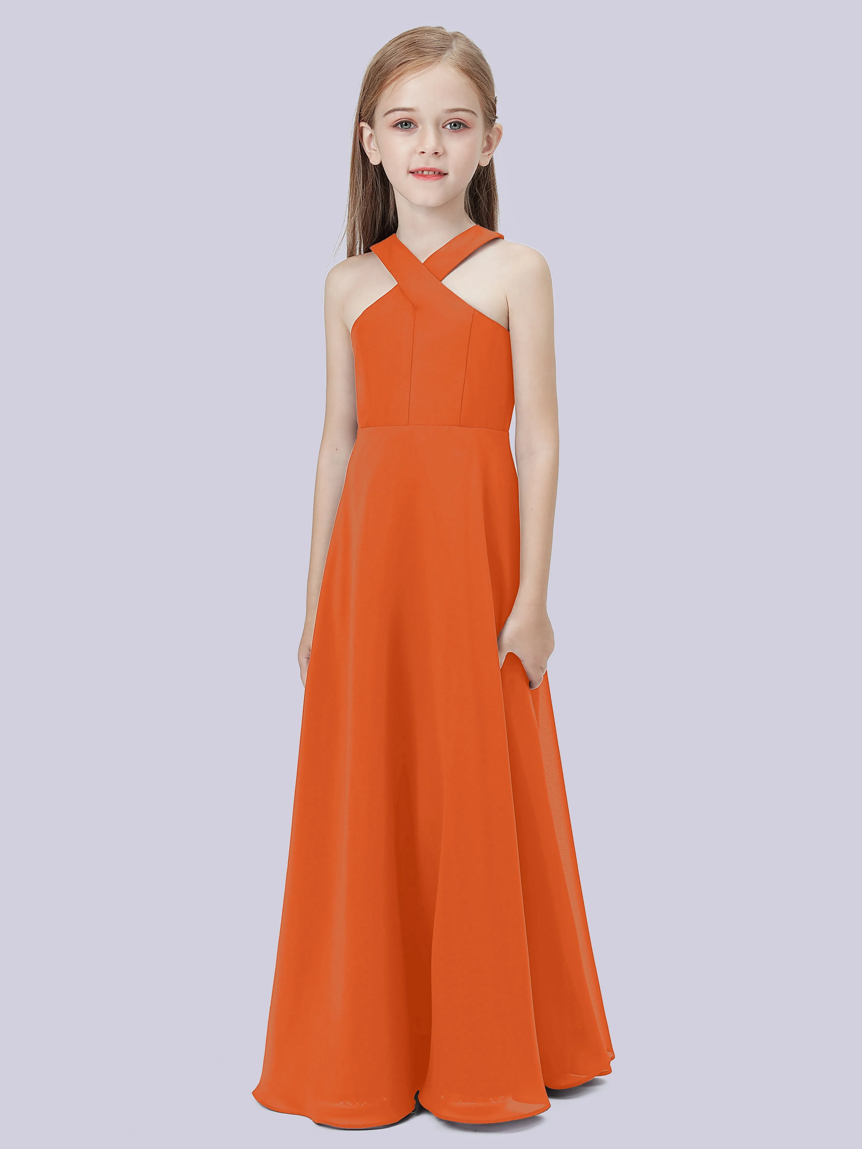 Crisscross Chiffon Junior Bridesmaid Dress