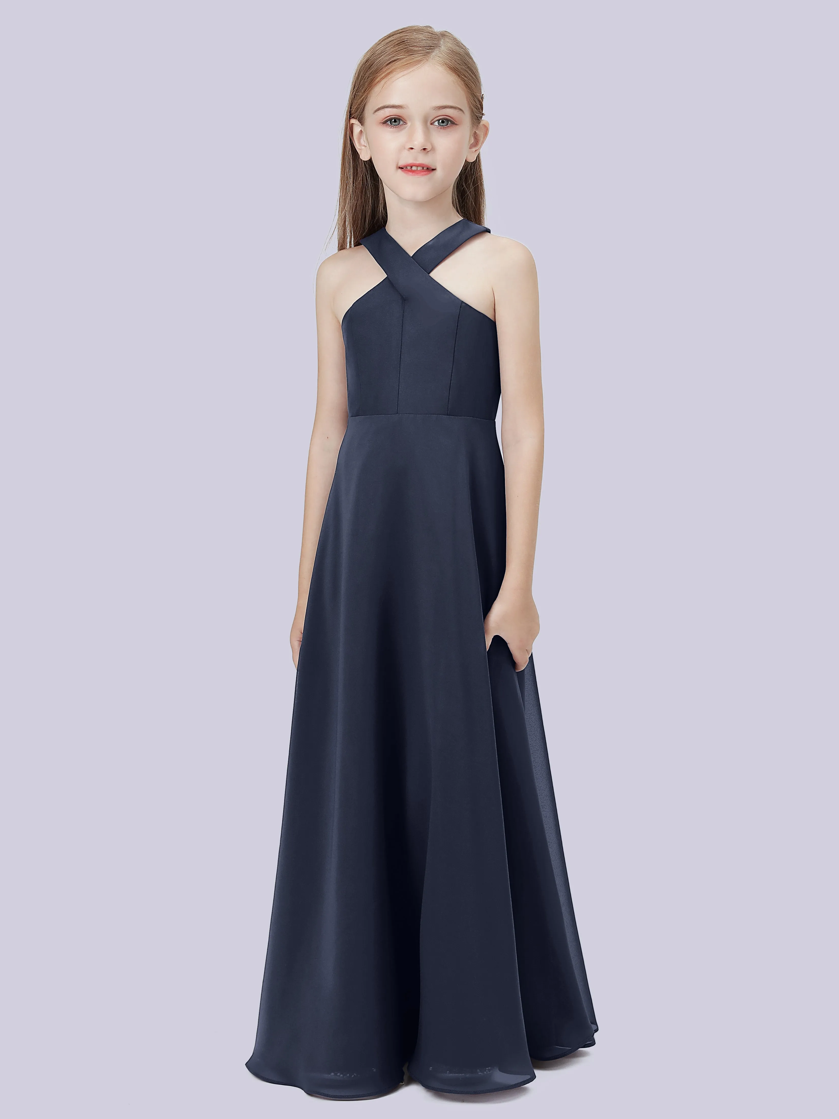 Crisscross Chiffon Junior Bridesmaid Dress