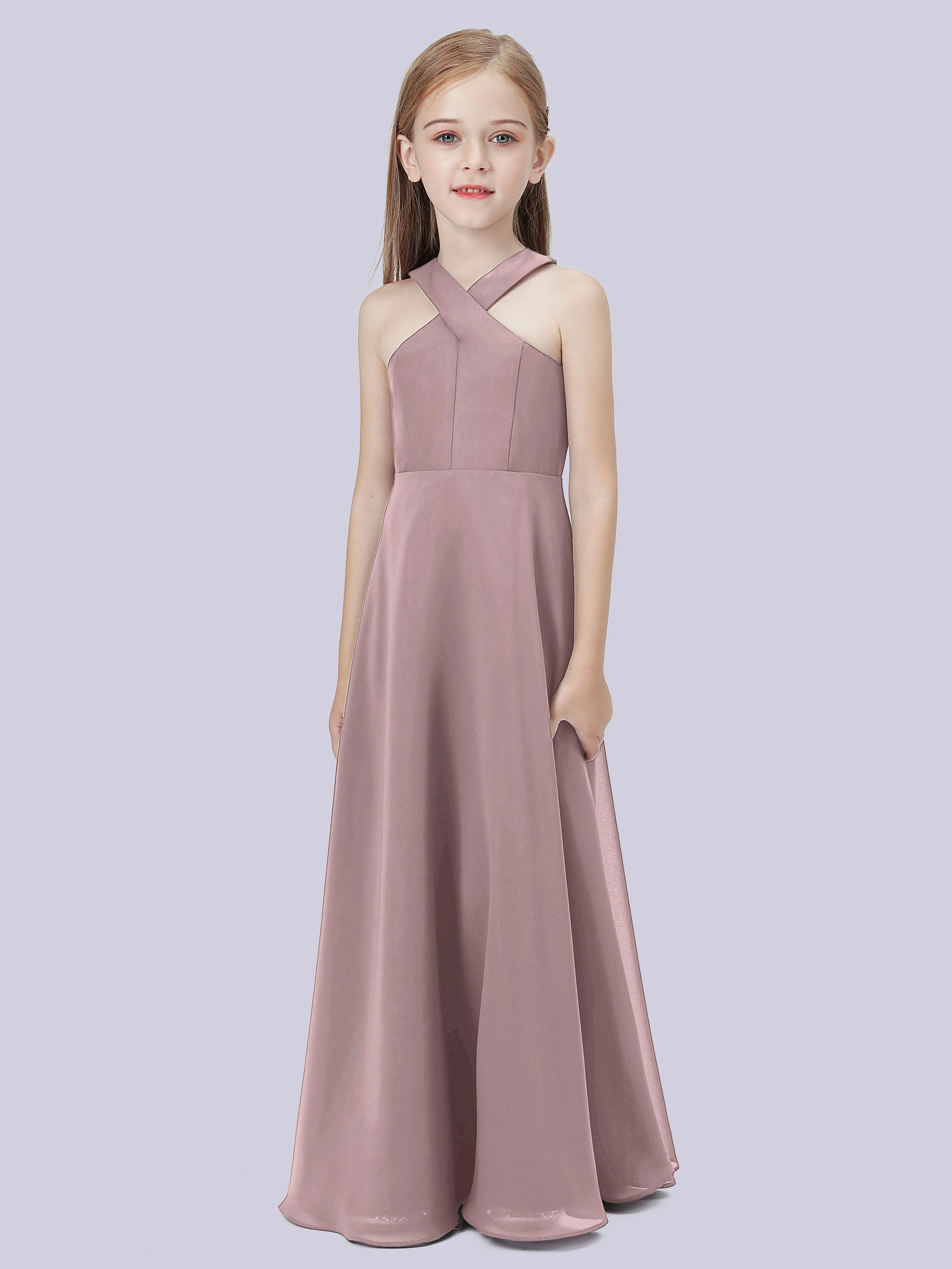 Crisscross Chiffon Junior Bridesmaid Dress