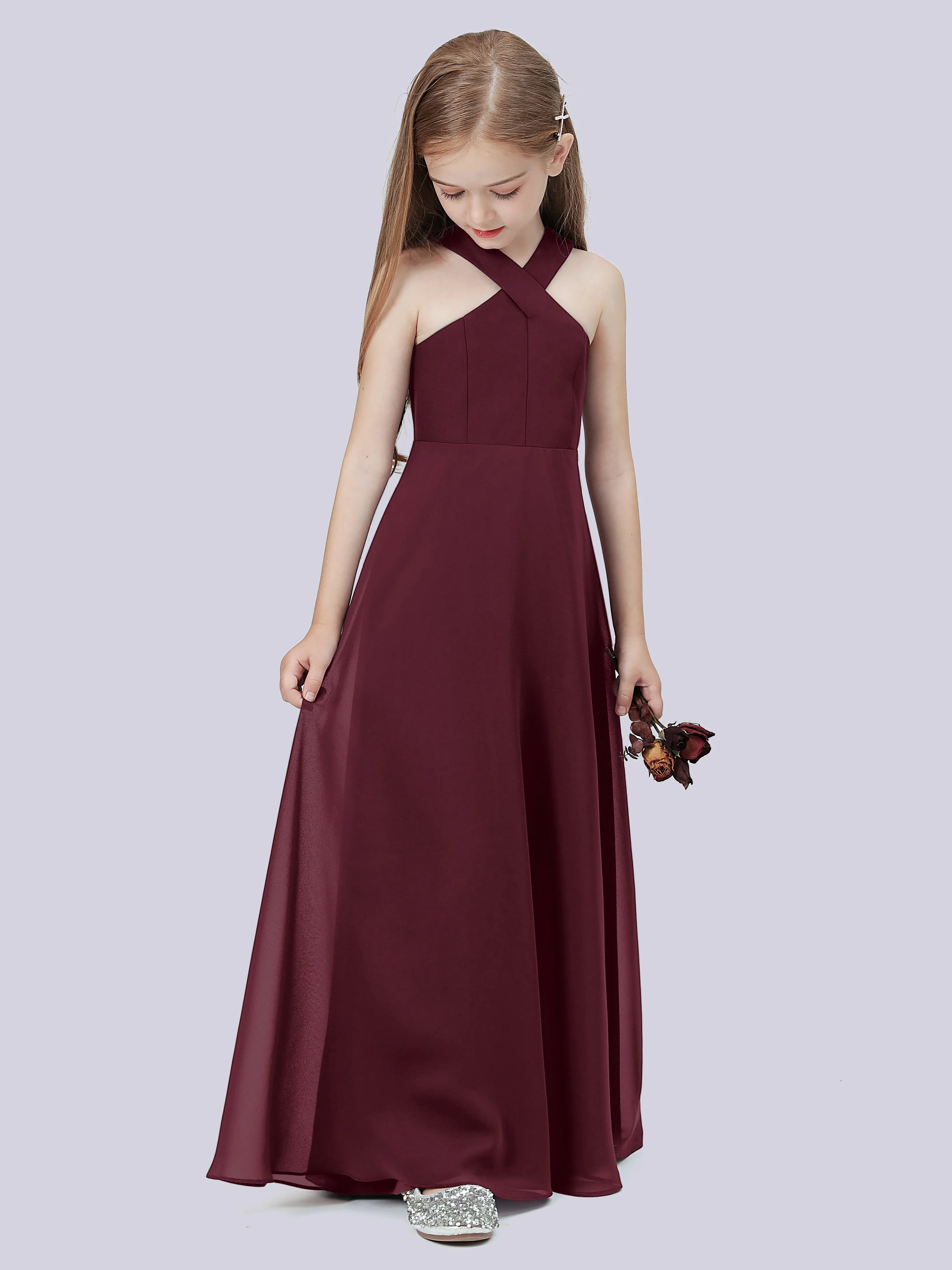 Crisscross Chiffon Junior Bridesmaid Dress