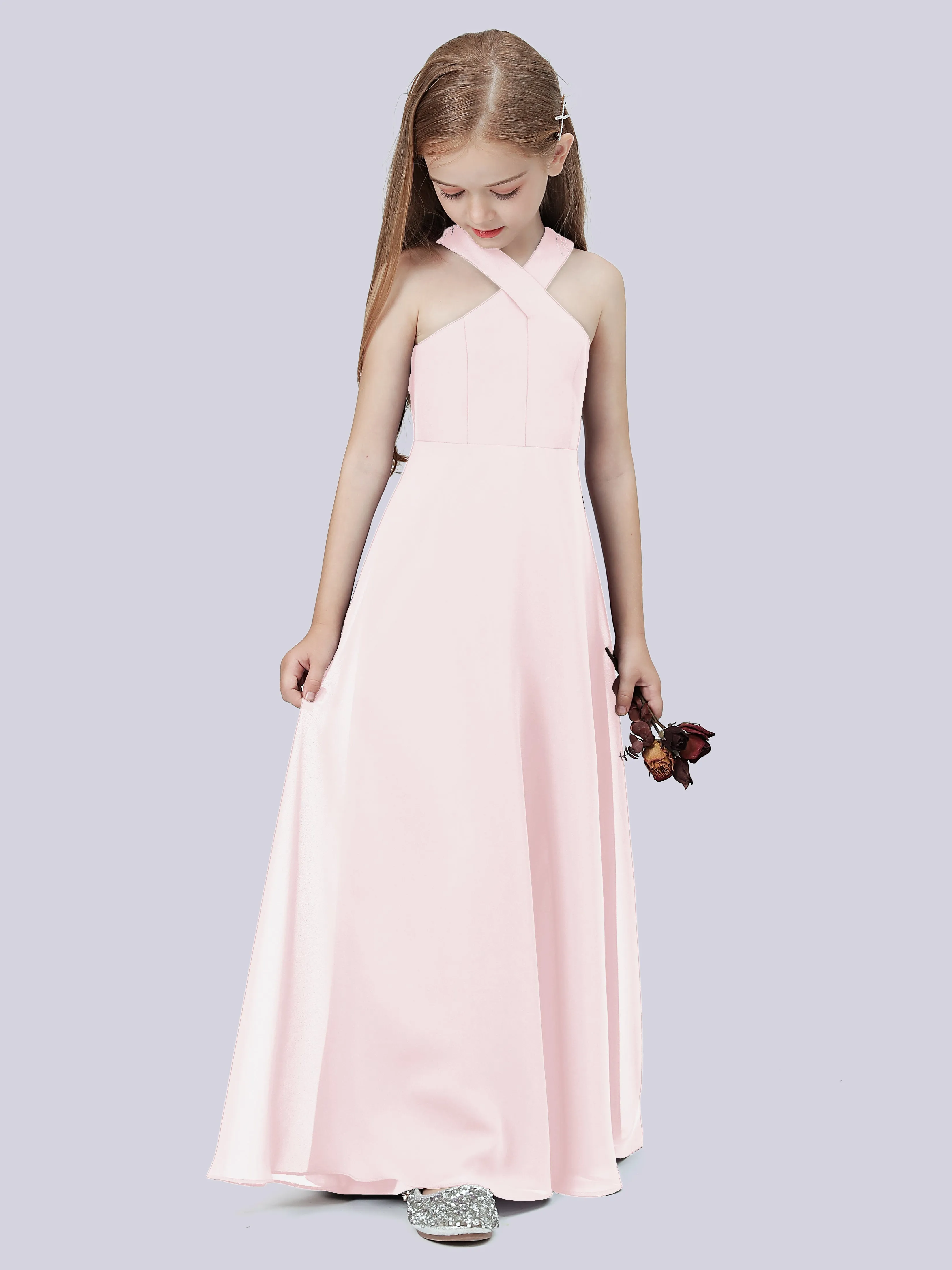 Crisscross Chiffon Junior Bridesmaid Dress