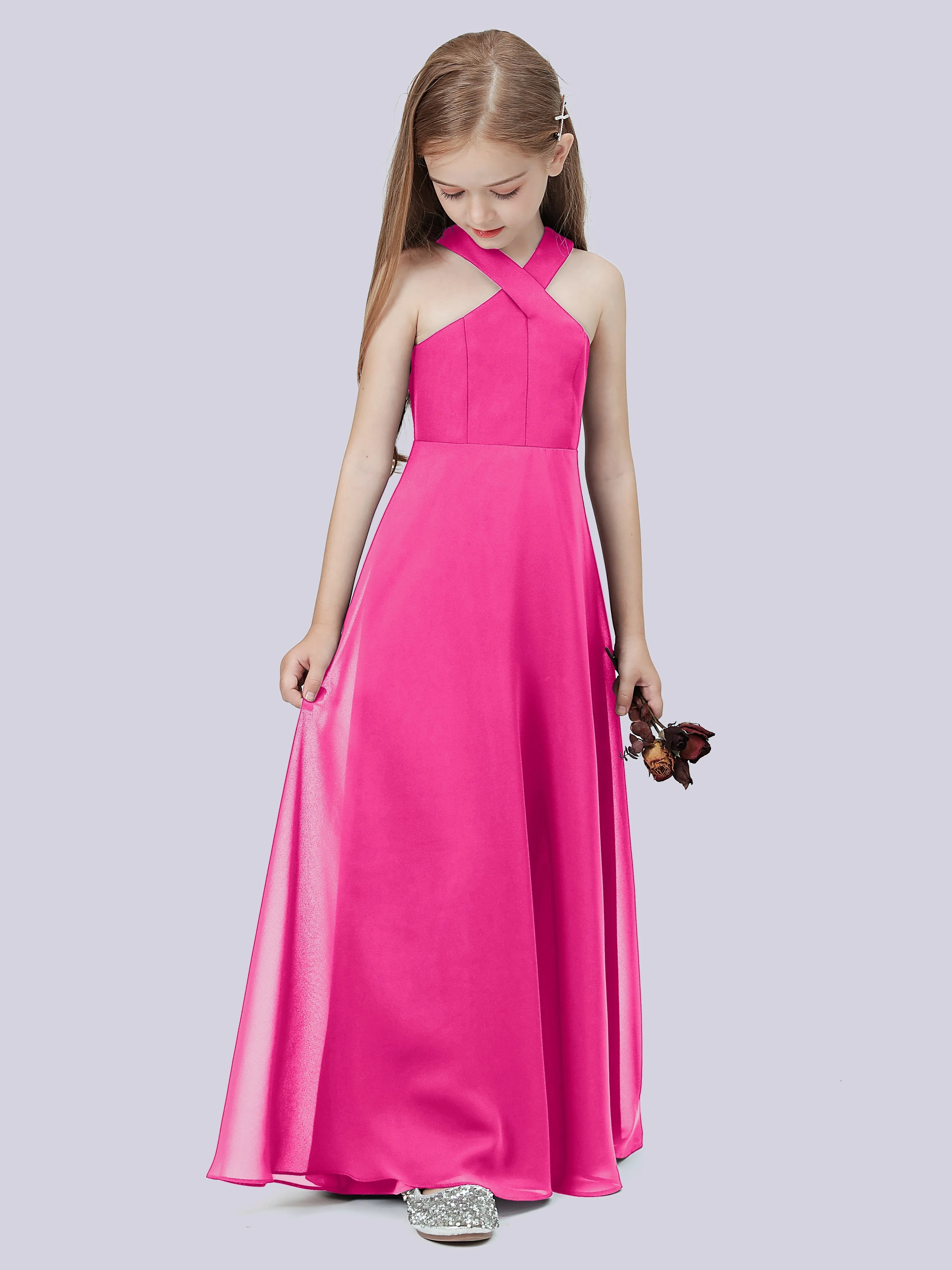 Crisscross Chiffon Junior Bridesmaid Dress