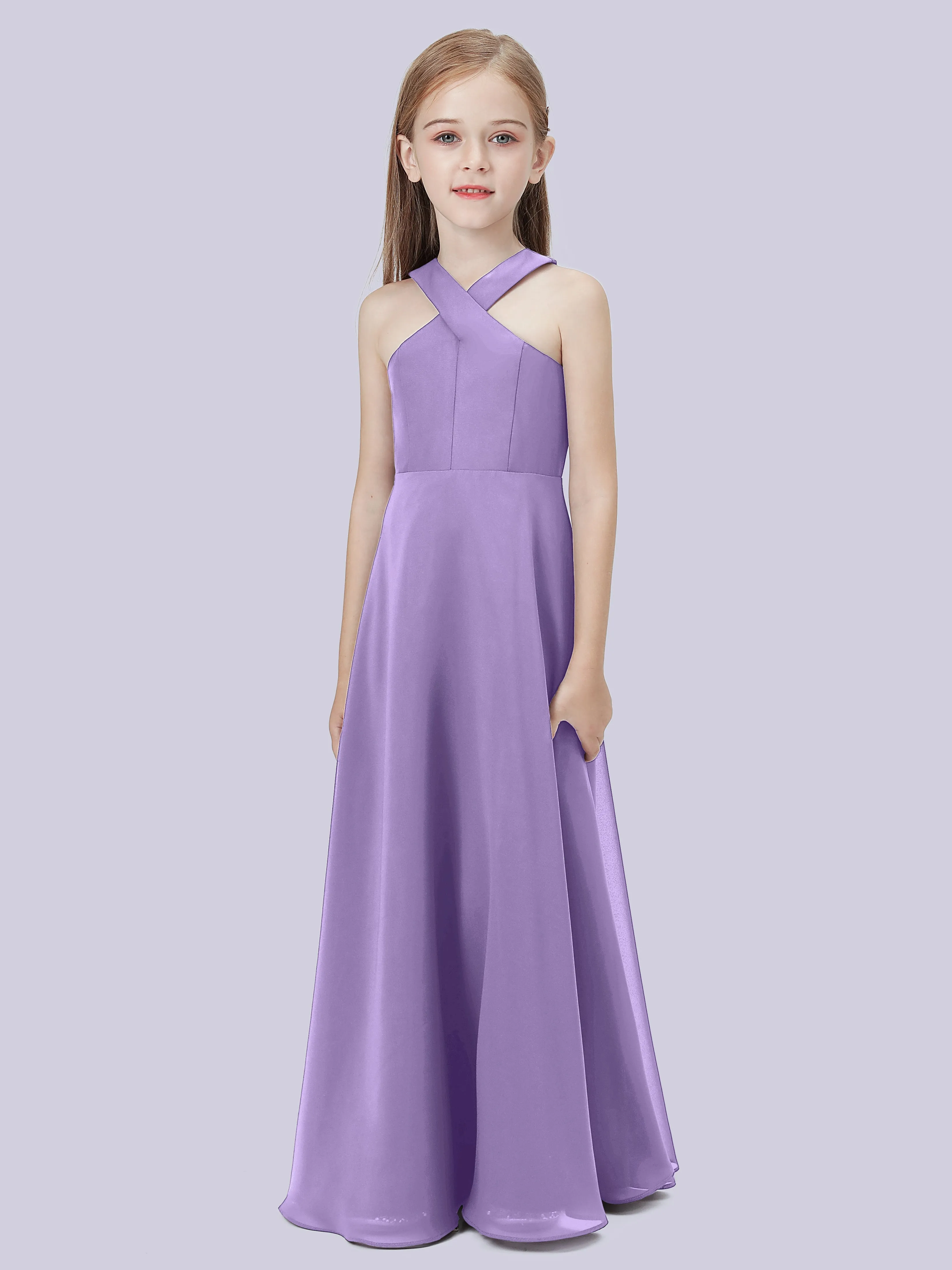 Crisscross Chiffon Junior Bridesmaid Dress