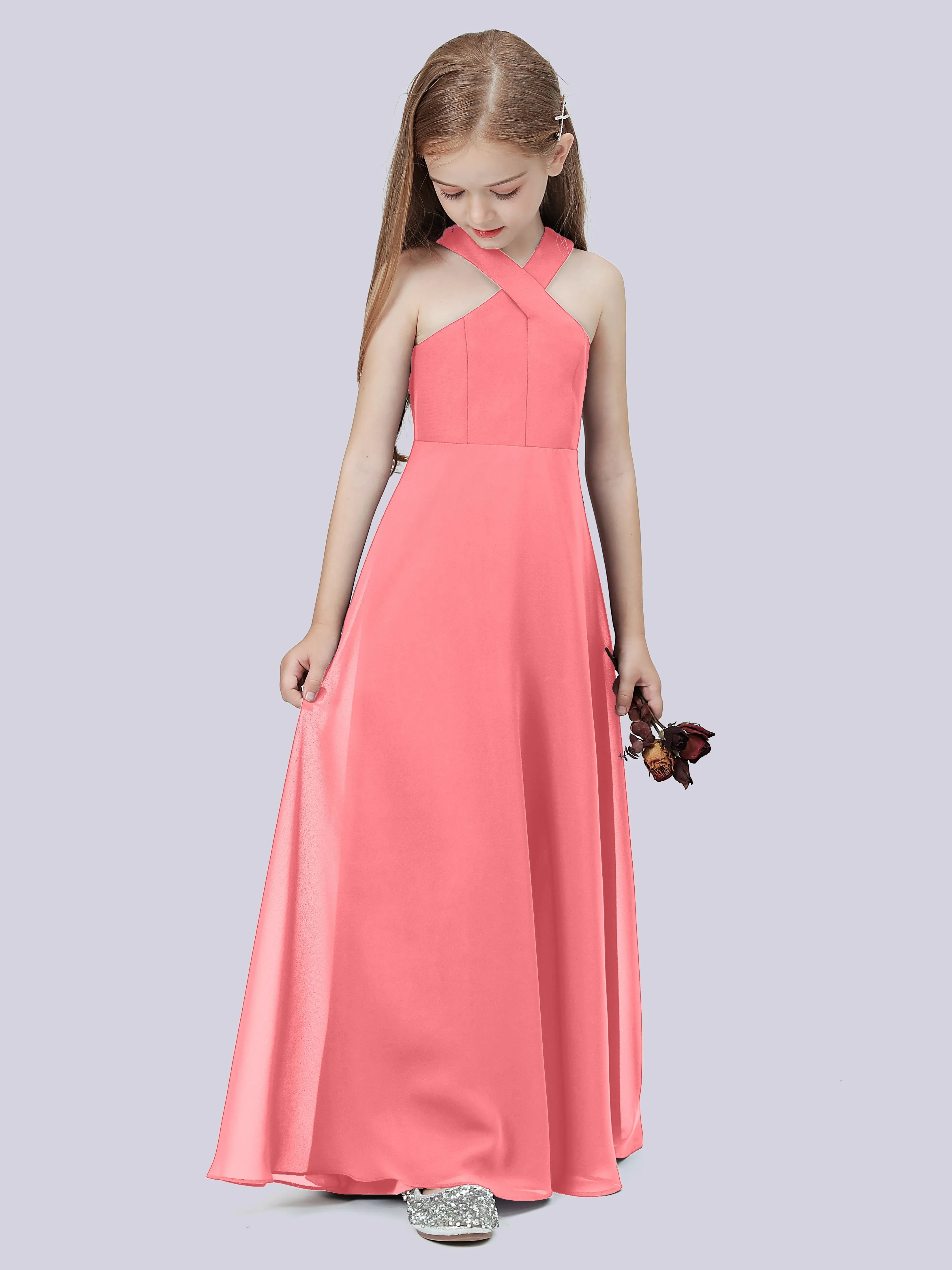 Crisscross Chiffon Junior Bridesmaid Dress