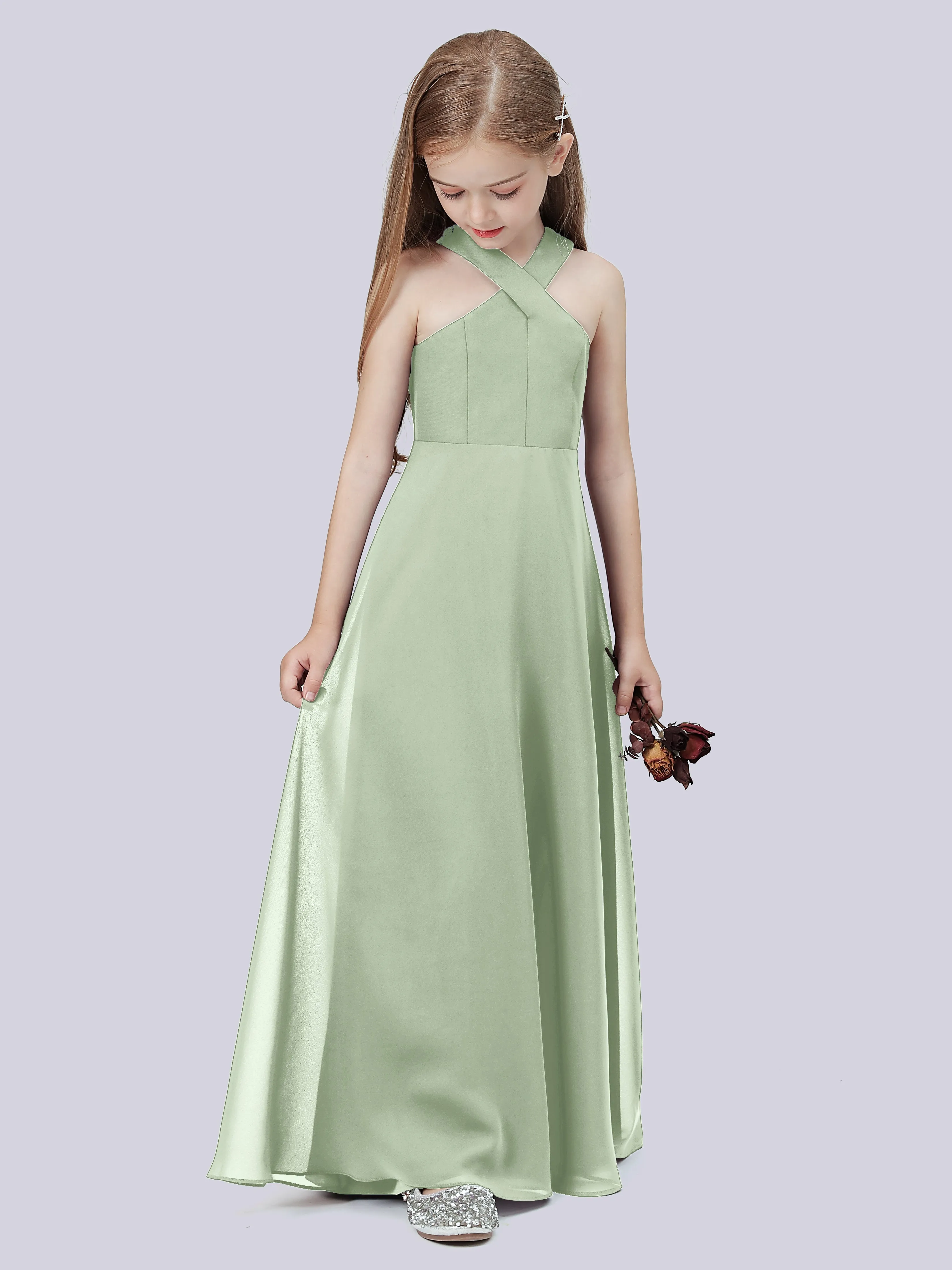 Crisscross Chiffon Junior Bridesmaid Dress