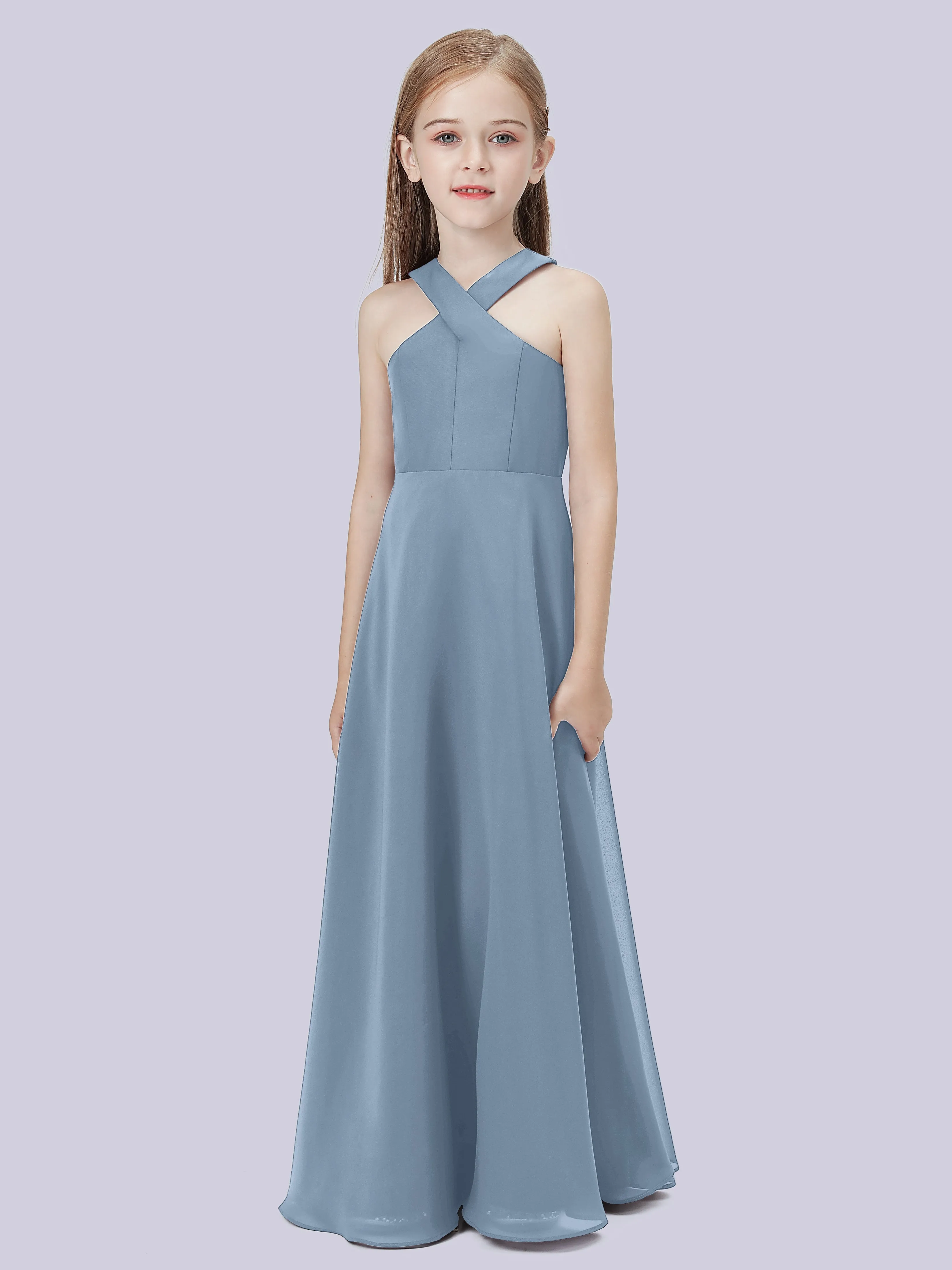 Crisscross Chiffon Junior Bridesmaid Dress