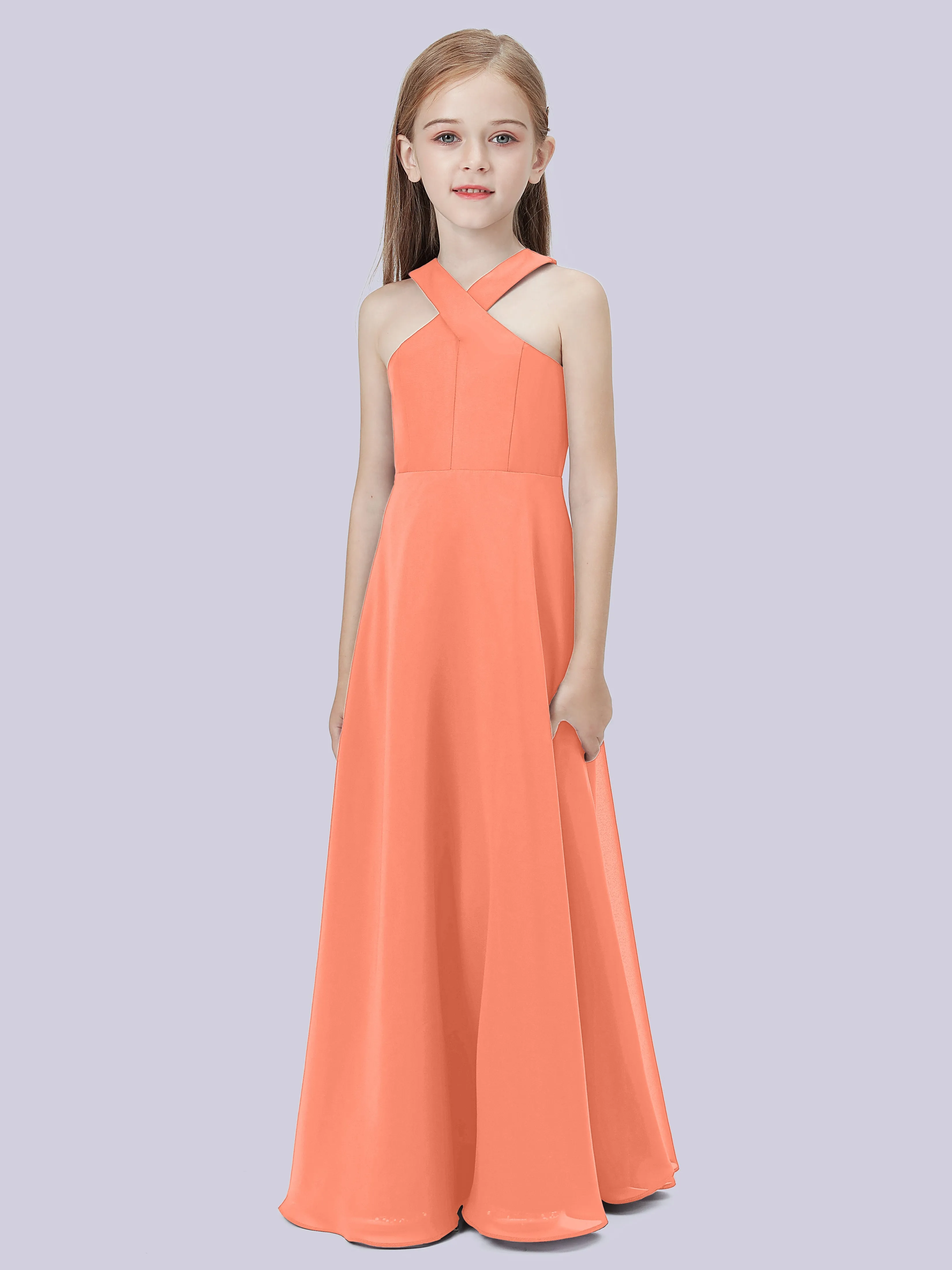 Crisscross Chiffon Junior Bridesmaid Dress