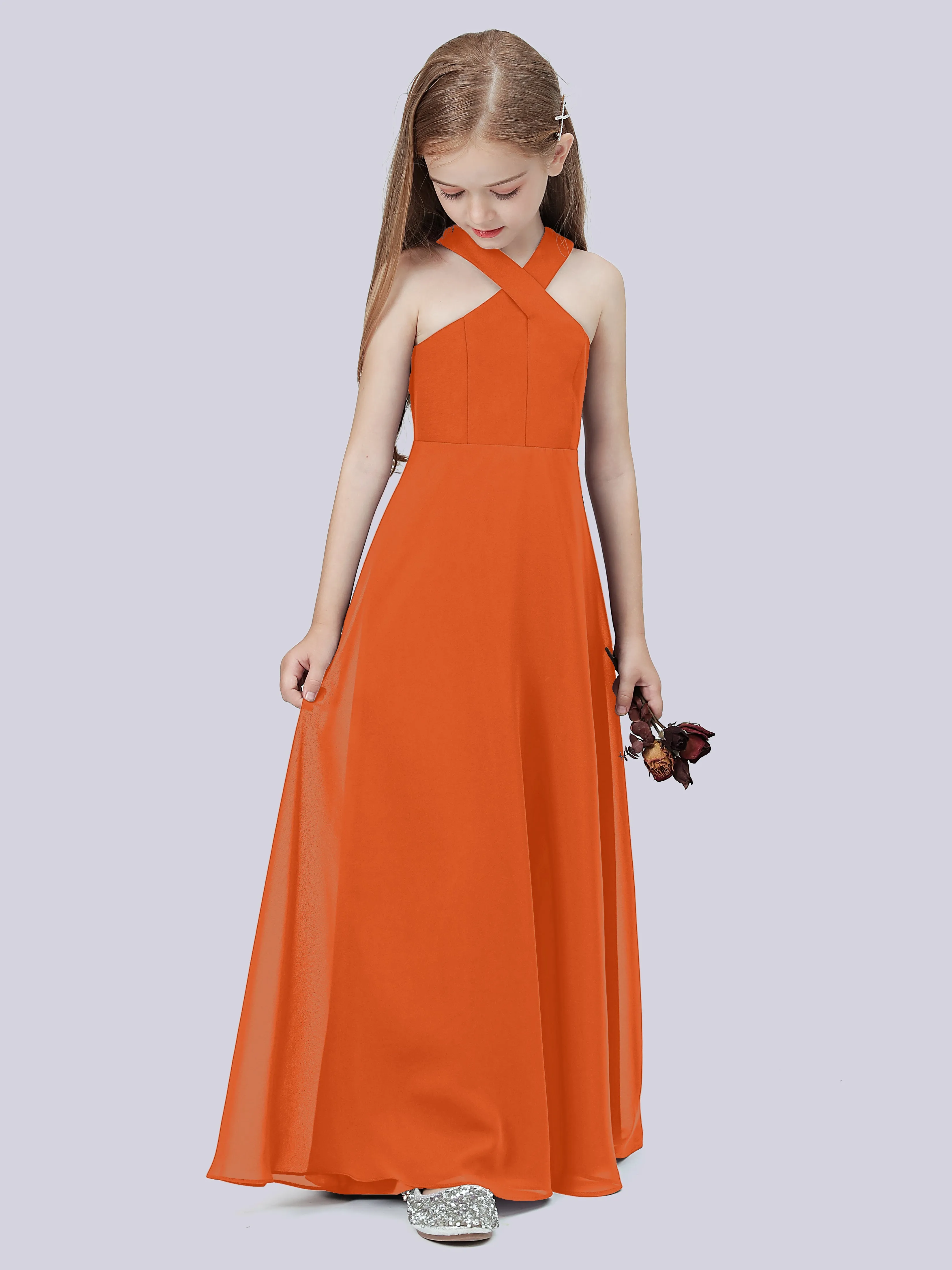 Crisscross Chiffon Junior Bridesmaid Dress