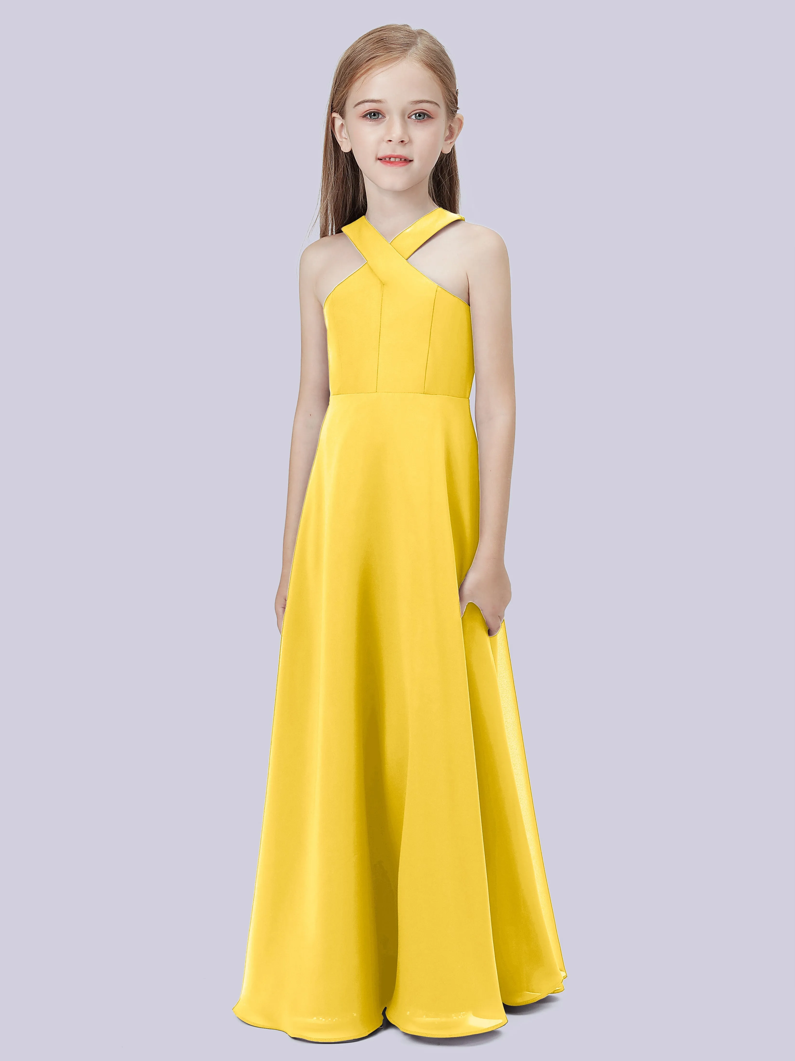 Crisscross Chiffon Junior Bridesmaid Dress