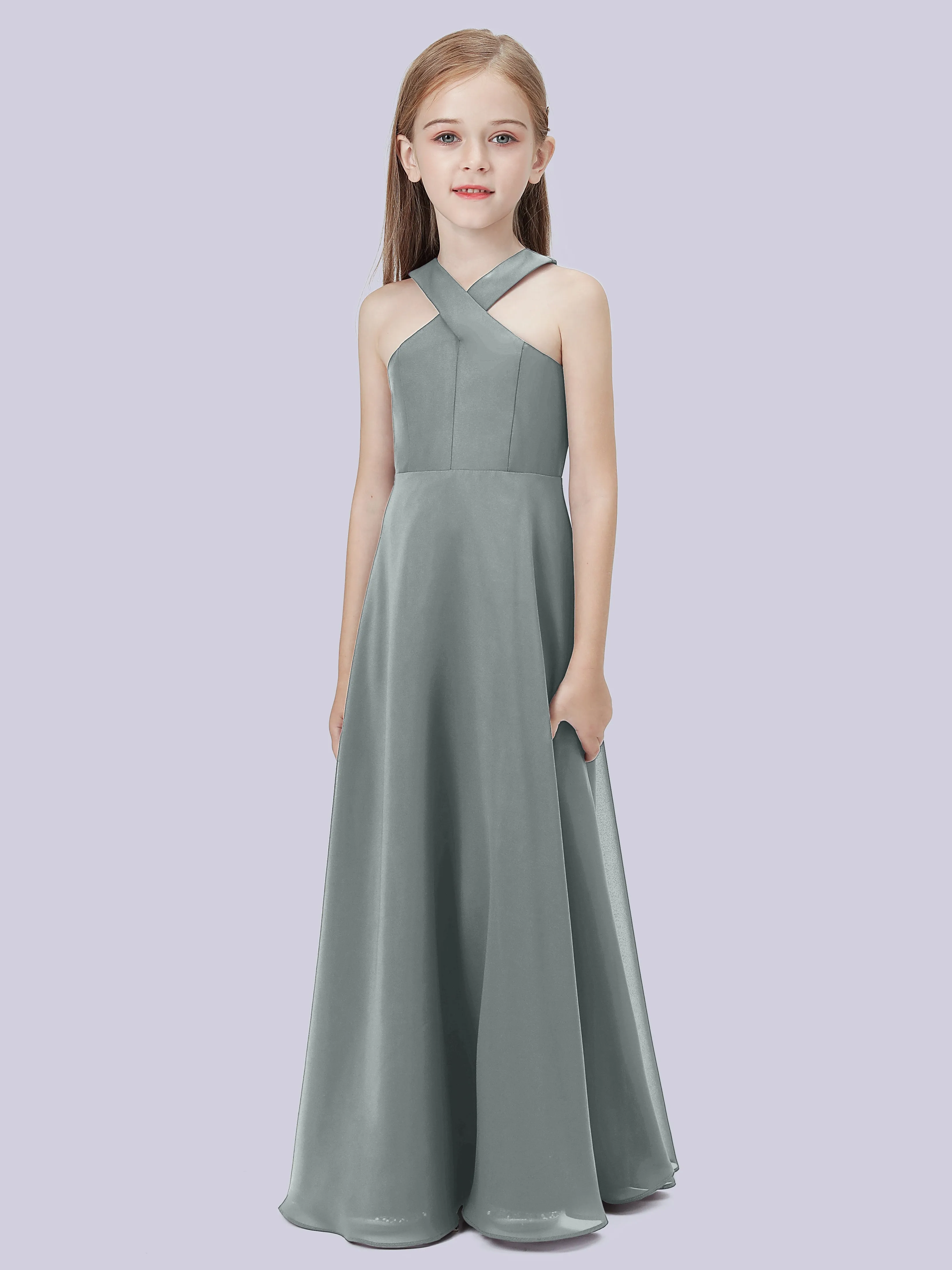 Crisscross Chiffon Junior Bridesmaid Dress