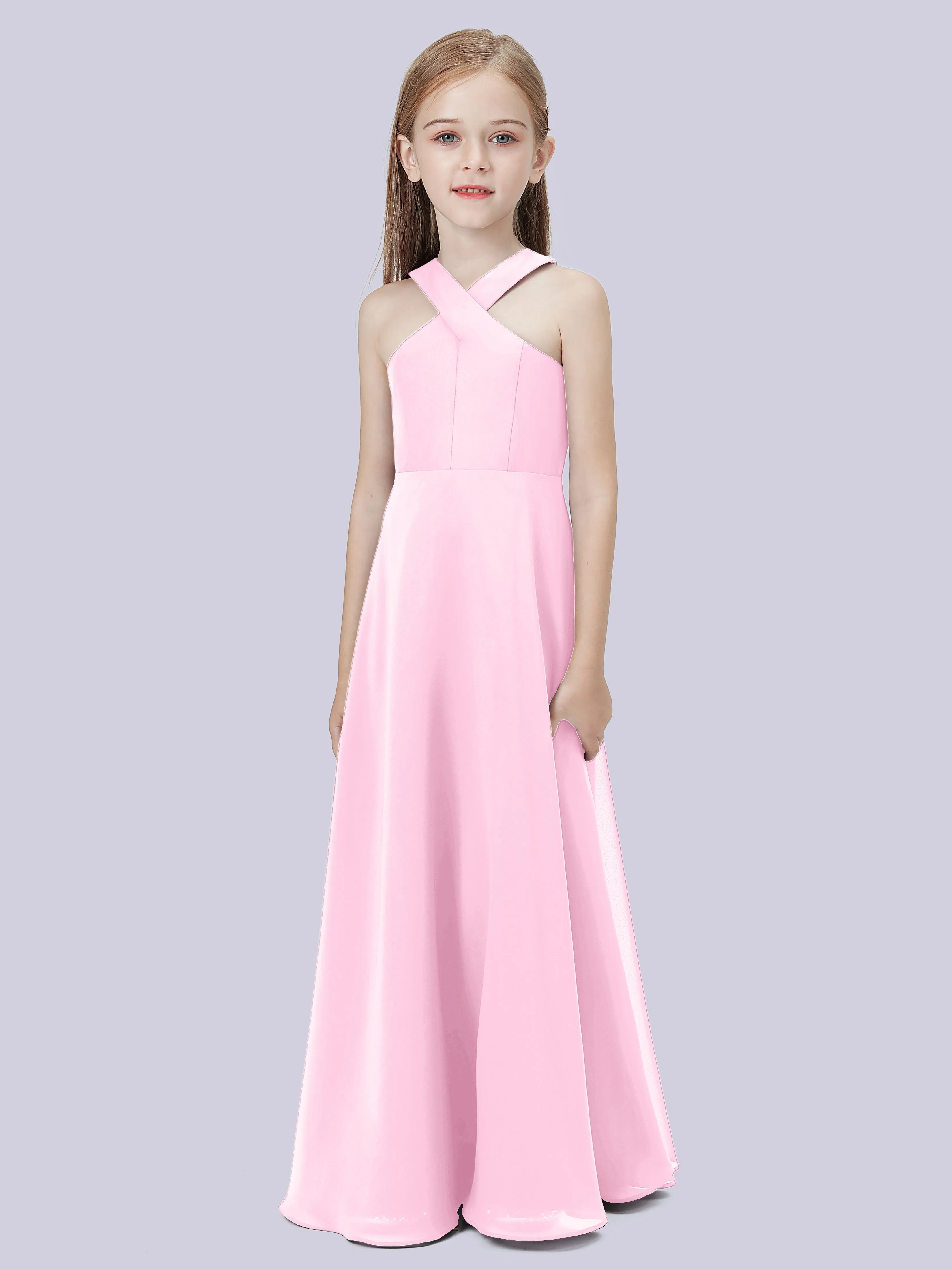 Crisscross Chiffon Junior Bridesmaid Dress