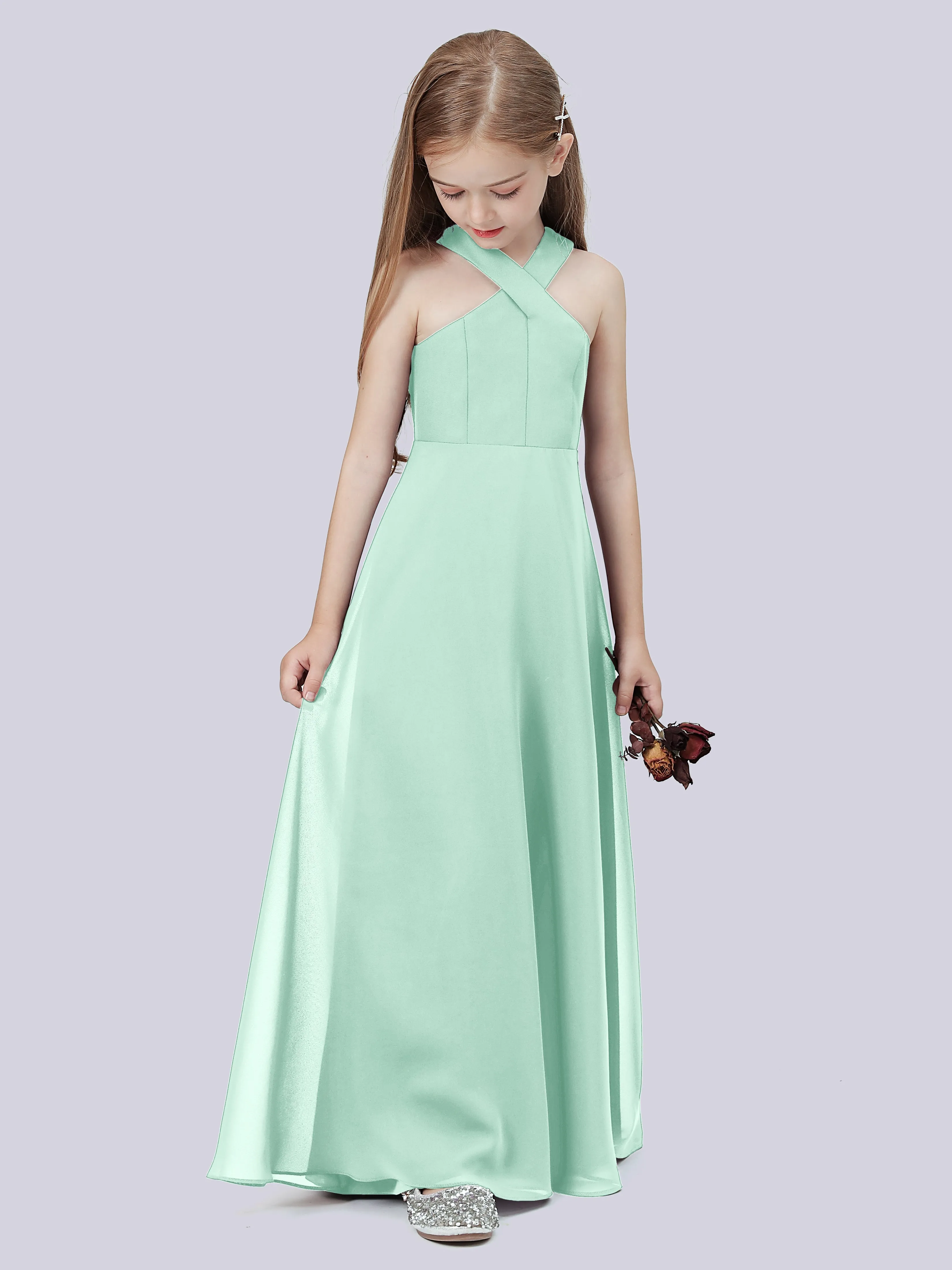 Crisscross Chiffon Junior Bridesmaid Dress