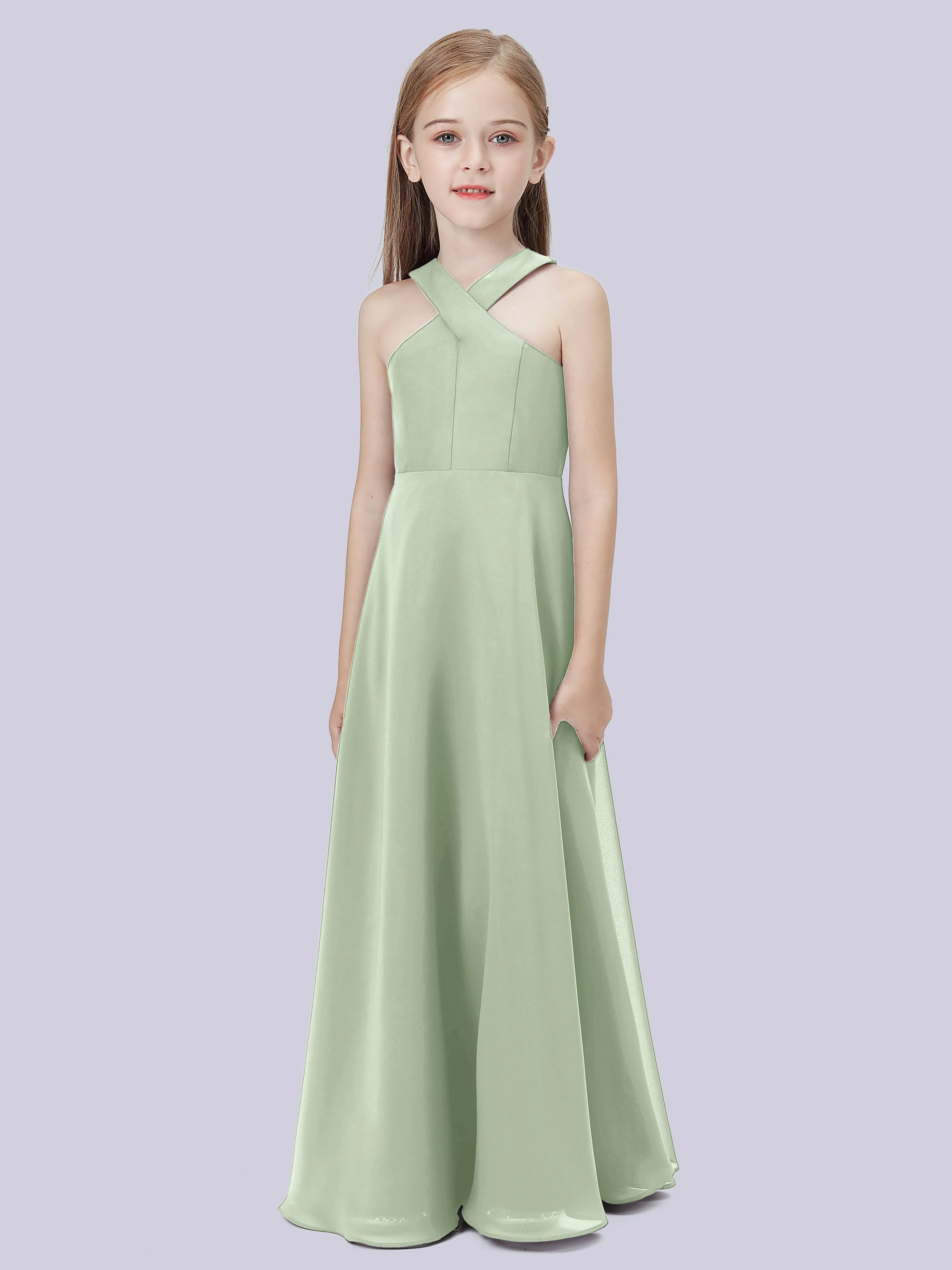 Crisscross Chiffon Junior Bridesmaid Dress