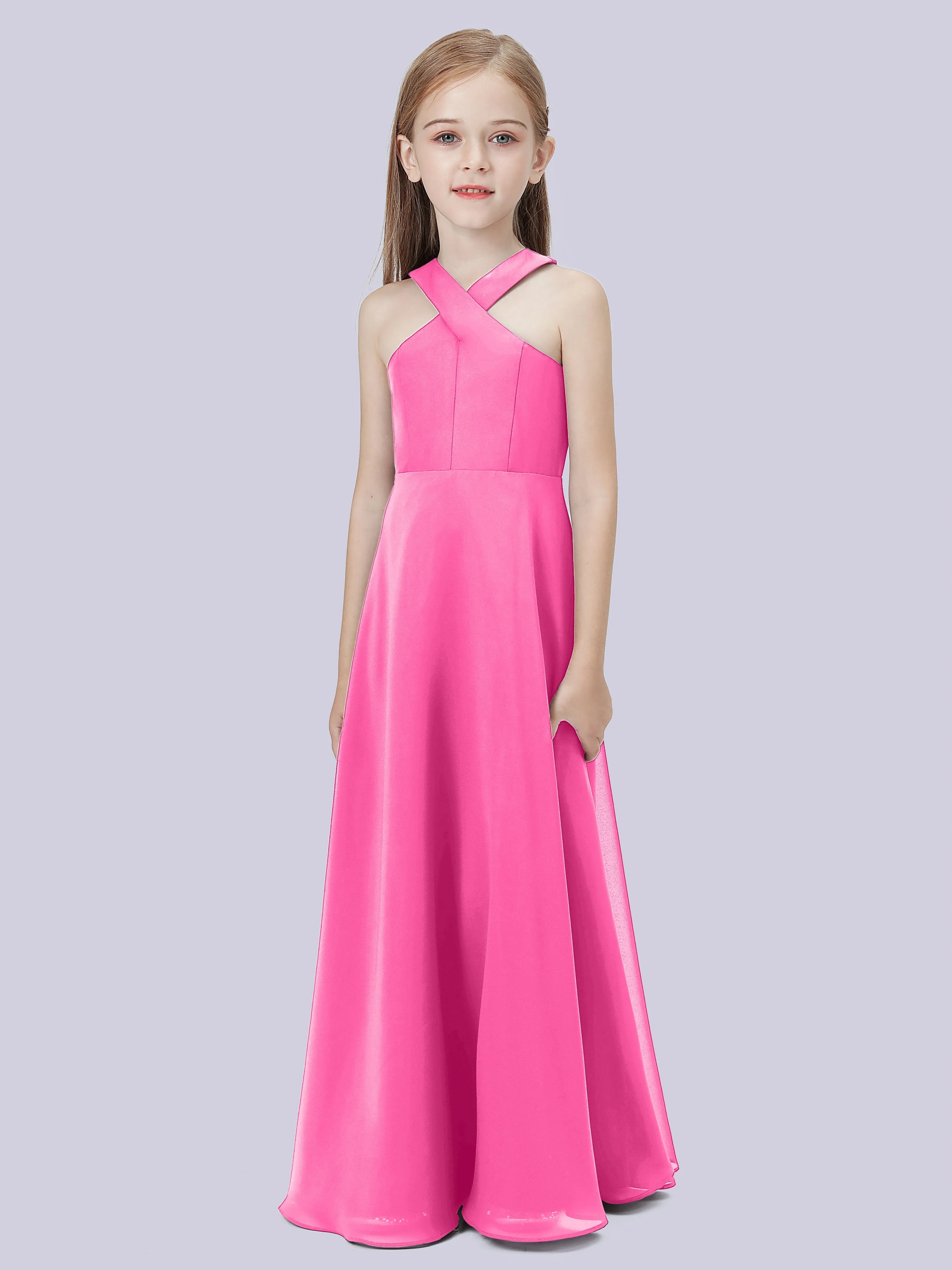 Crisscross Chiffon Junior Bridesmaid Dress