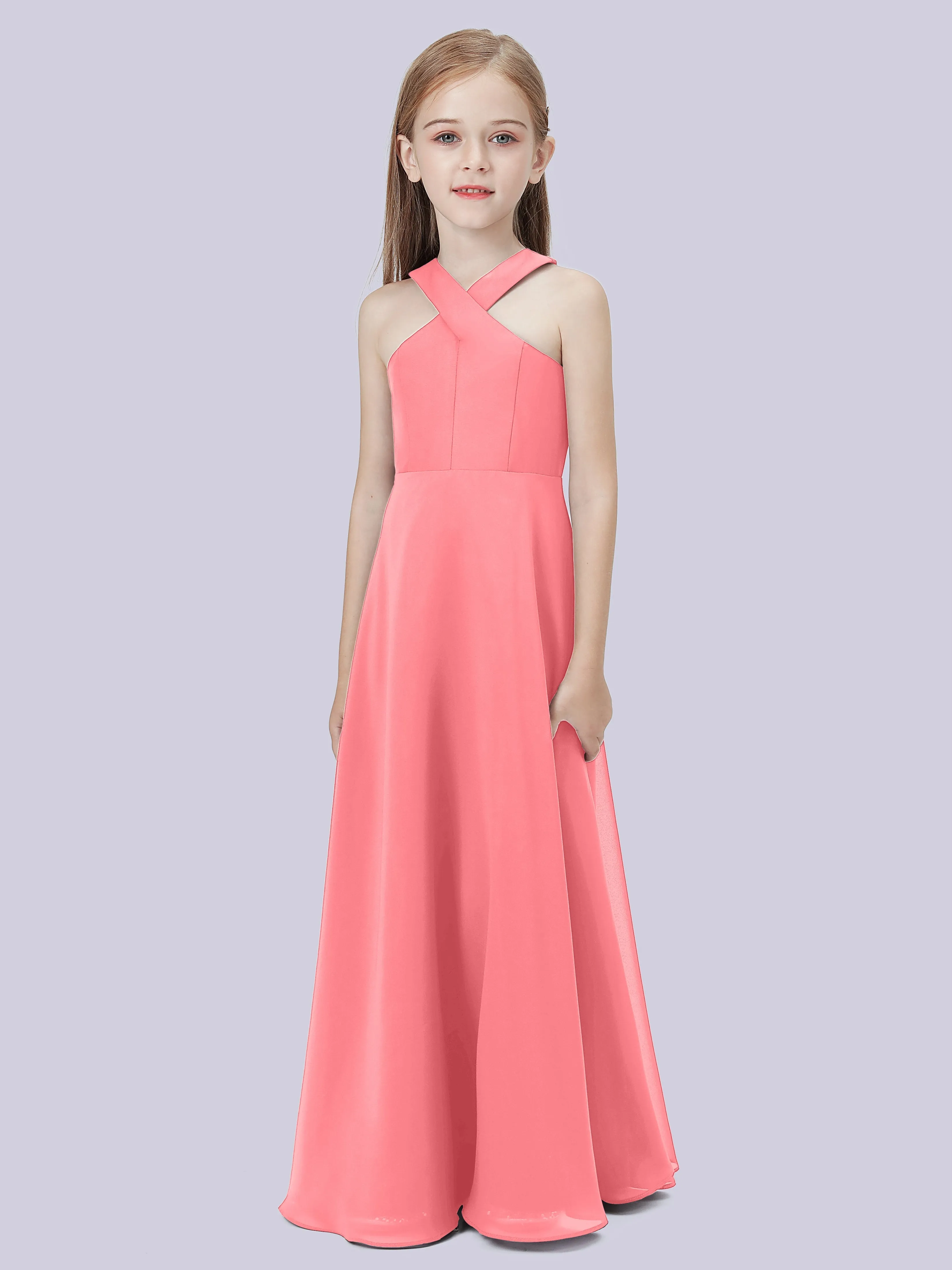 Crisscross Chiffon Junior Bridesmaid Dress