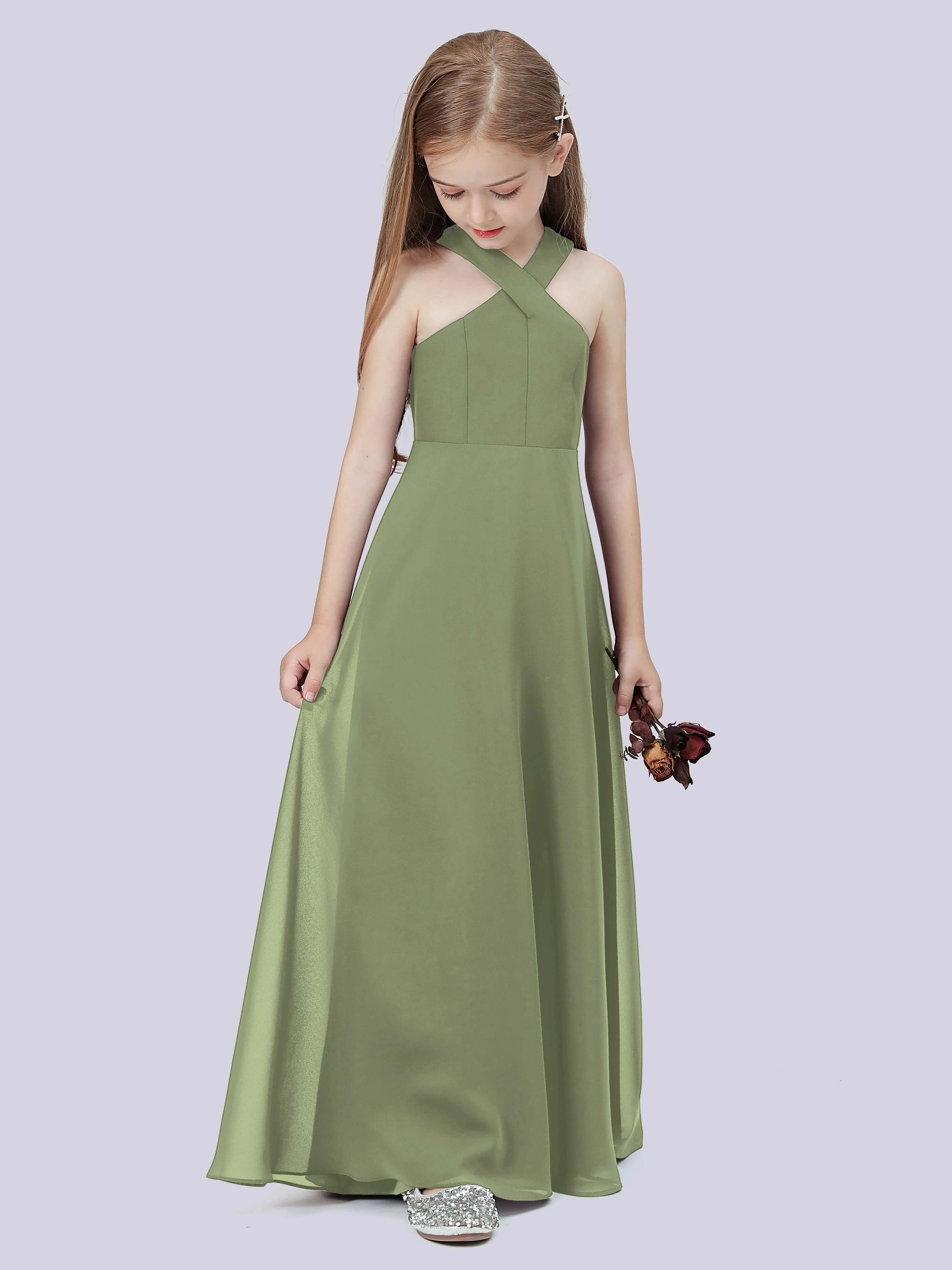 Crisscross Chiffon Junior Bridesmaid Dress